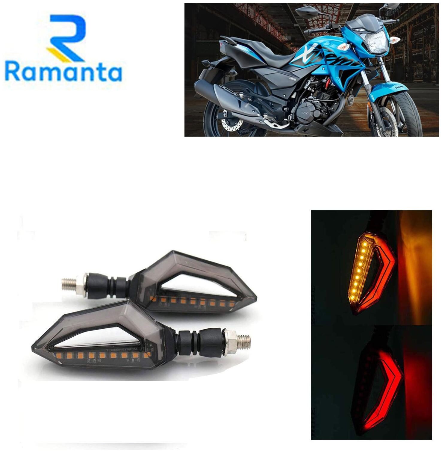

Ramanta Front Rear LED Indicator Light for Hero Universal For Bike (Red Yellow)