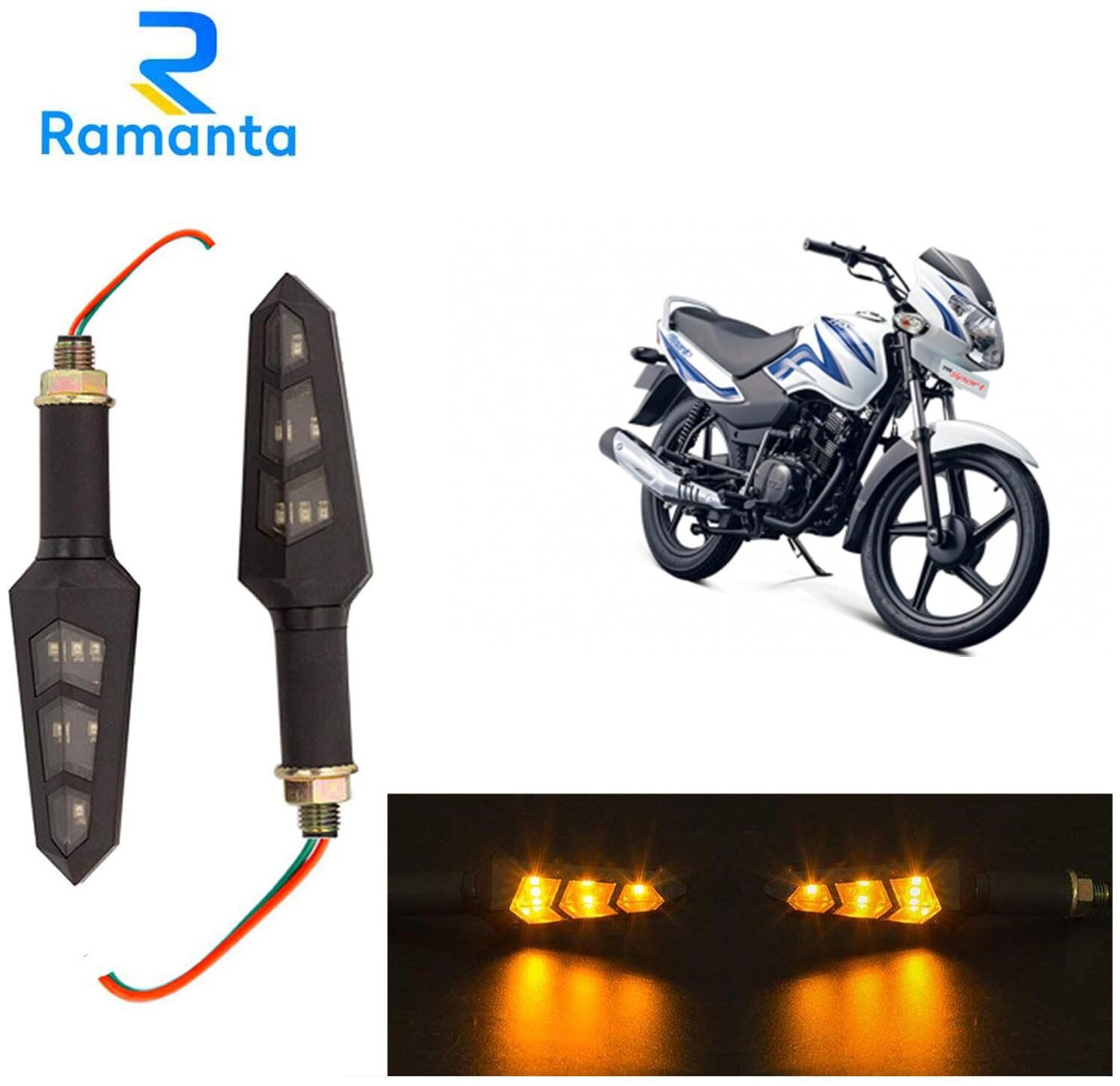 

Ramanta Front Rear LED Indicator Light for TVS Universal For Bike (Amber)