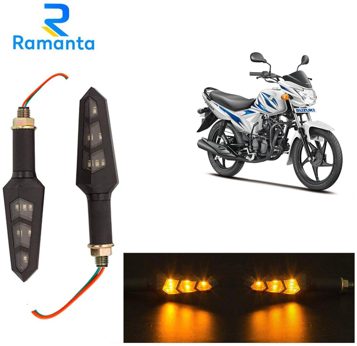 

Ramanta Front Rear LED Indicator Light for Suzuki Universal For Bike (Amber)