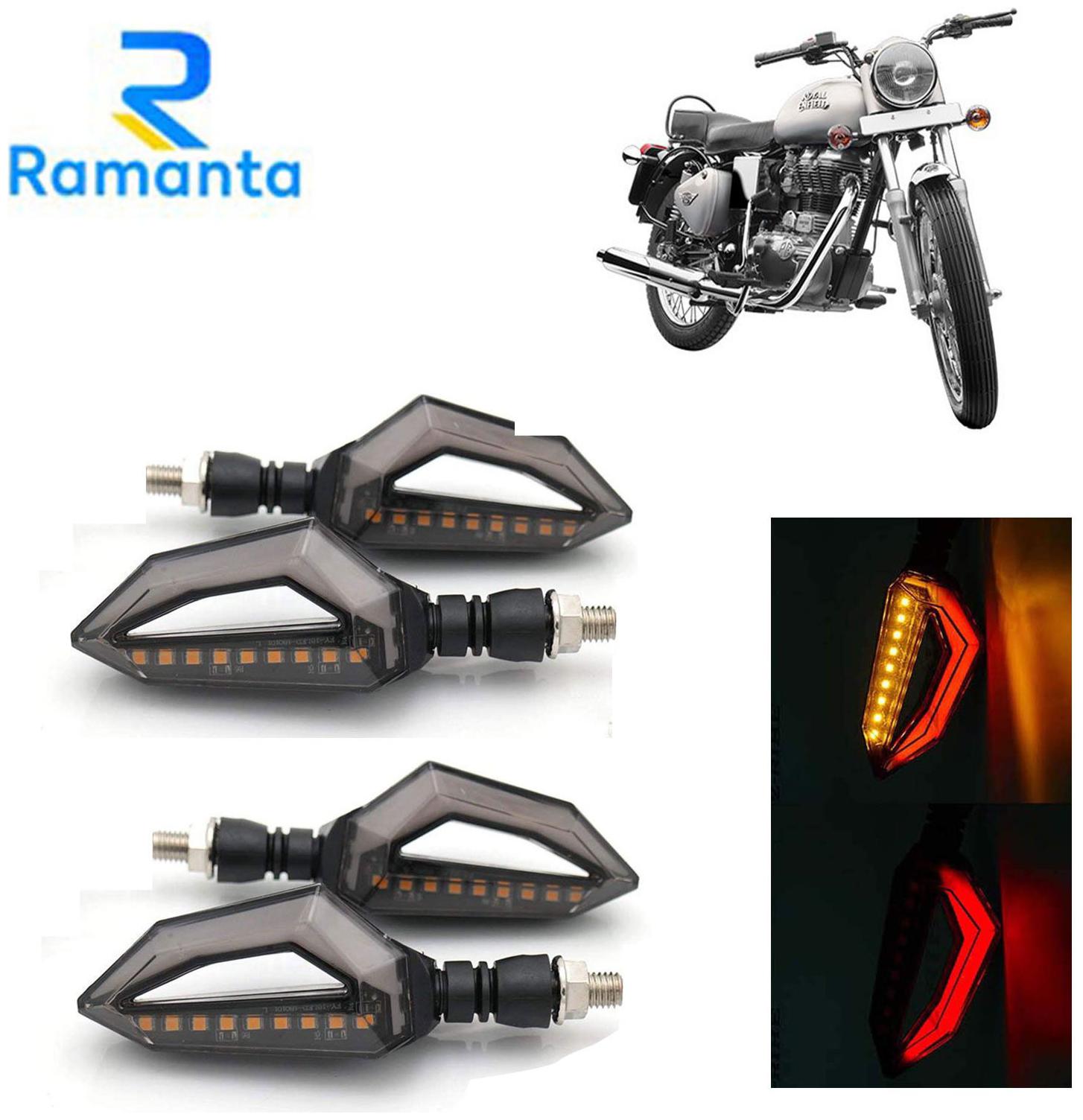 

Ramanta Front Rear LED Indicator Light for Royal Enfield Universal For Bike (Red Yellow)