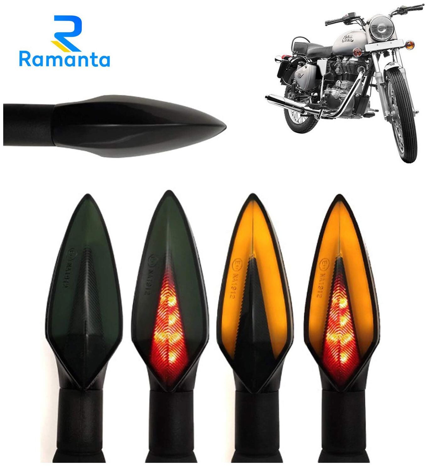 

Ramanta Front Rear LED Indicator Light for Royal Enfield Universal For Bike (Yellow Red)