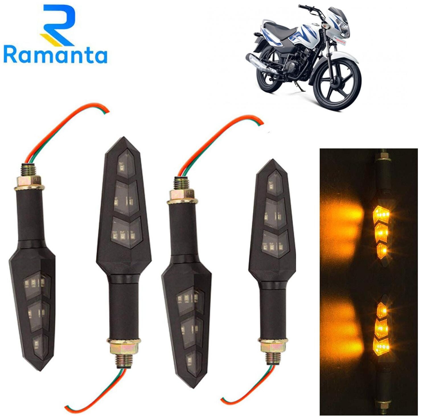 

Ramanta Front Rear LED Indicator Light for TVS Universal For Bike (Amber)