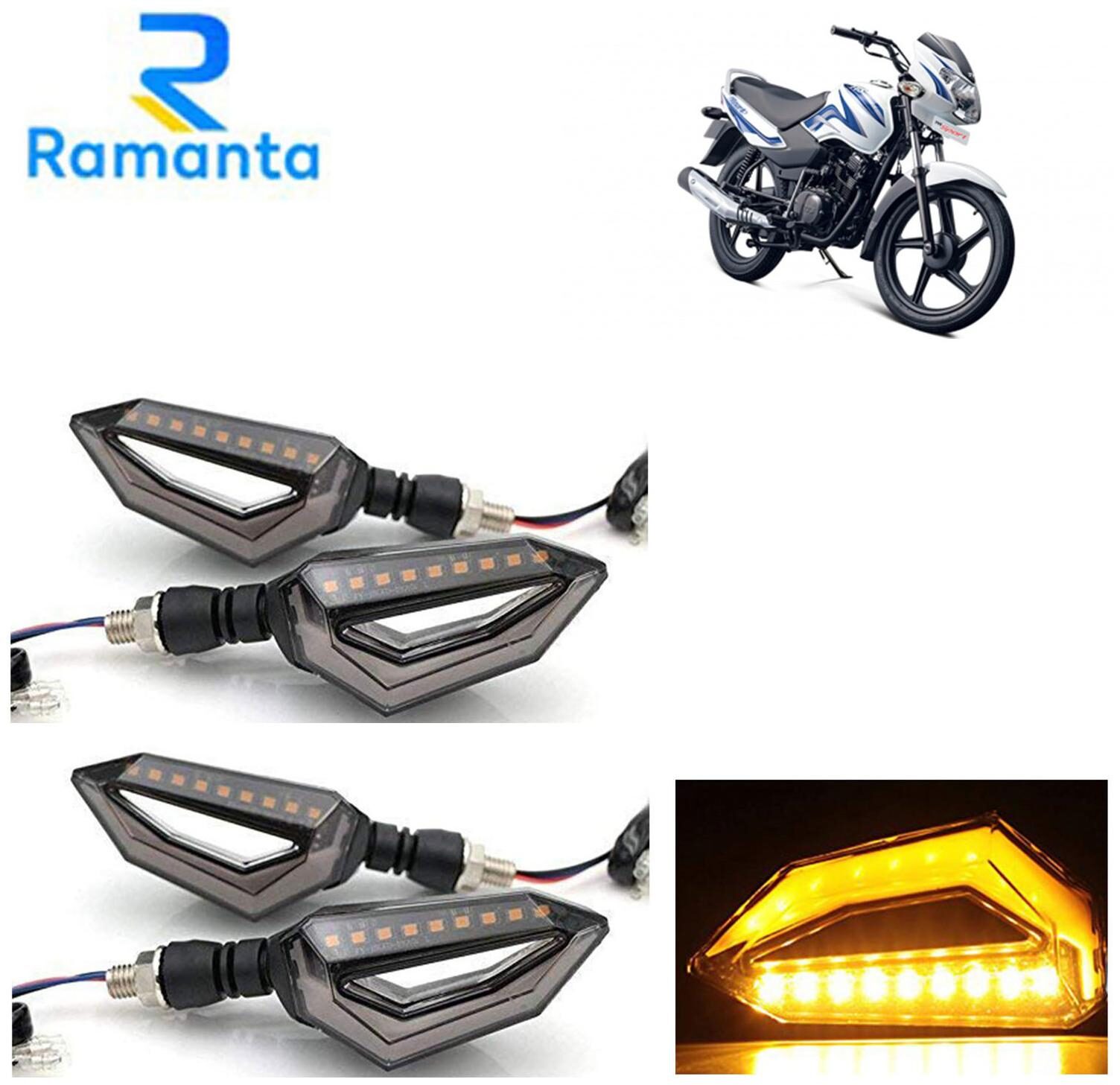 

Ramanta Front Rear LED Indicator Light for TVS Universal For Bike (Yellow)