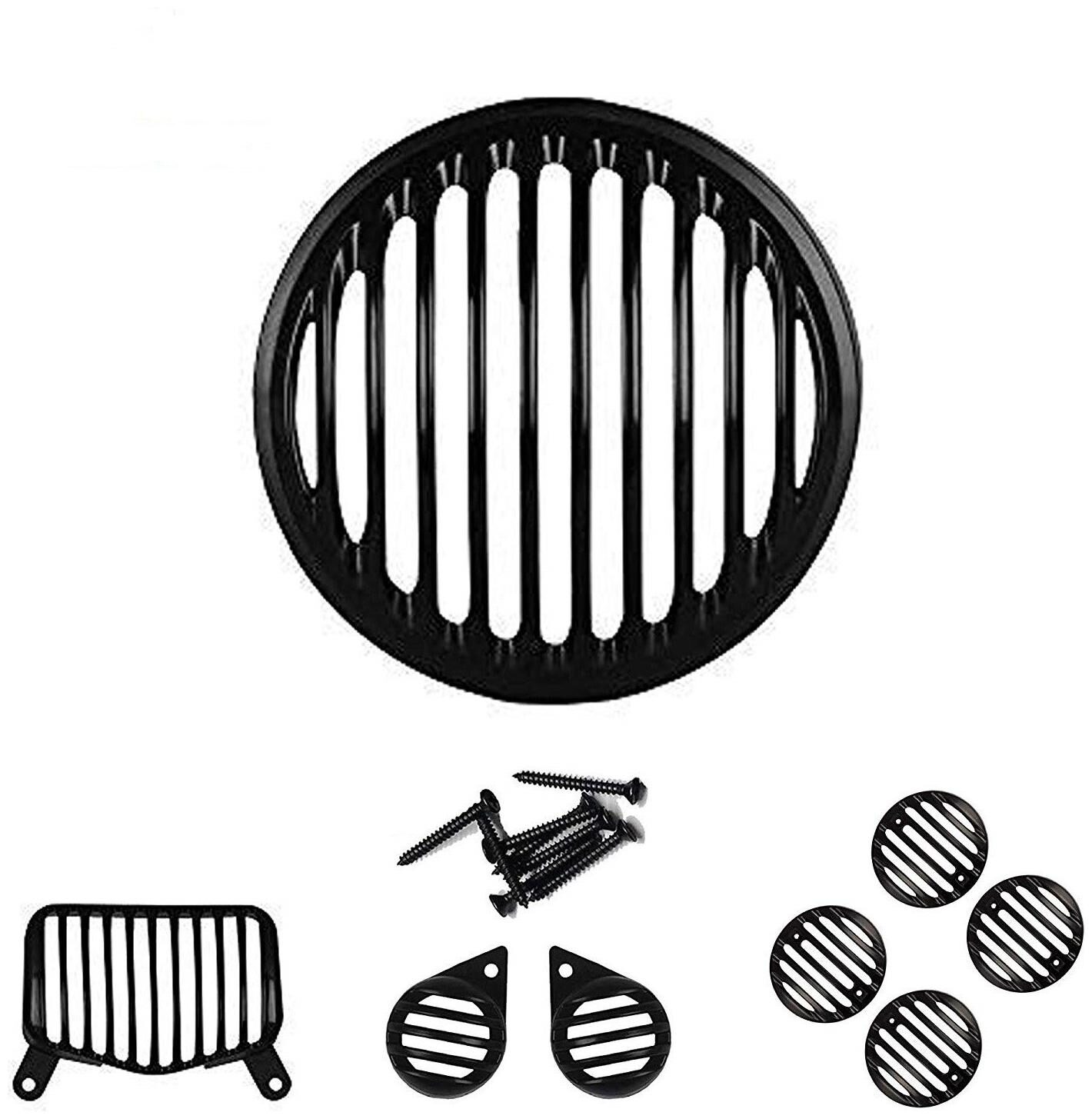 

Ramanta Plastic Grill Set for Bullet Standard 350 or 500 Bike Headlight Grill (Black)