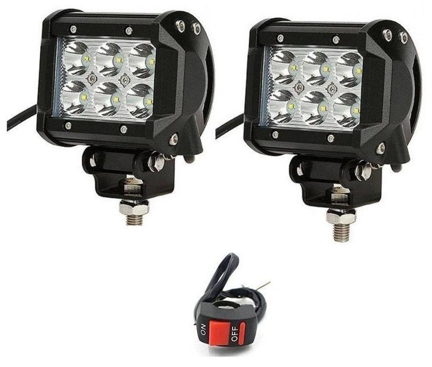 

RIDAR Bike 4 inc White 6 LED Fog Light Aux Light 2 pc With ON OFF Switch DC 12V for Hero Splendor Pro Classic