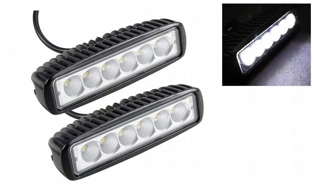 

RIDAR Car 6 LED Bar Cree Fog Aux Light 18W Set of 2-Maruti Gypsy King