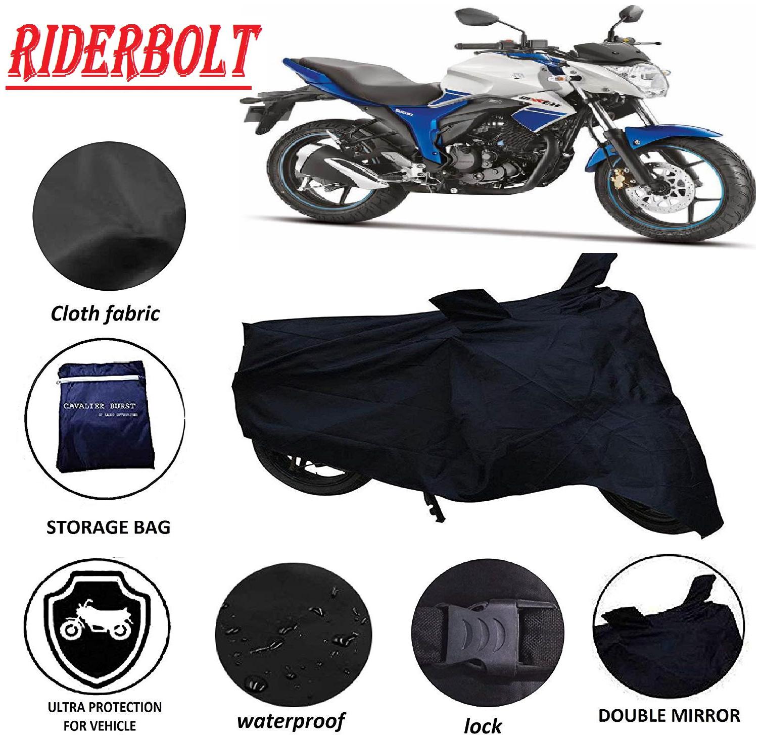 

RIDERBOLT Water-Proof Suzuki Gixxer Body Cover(Double Pocket Black)