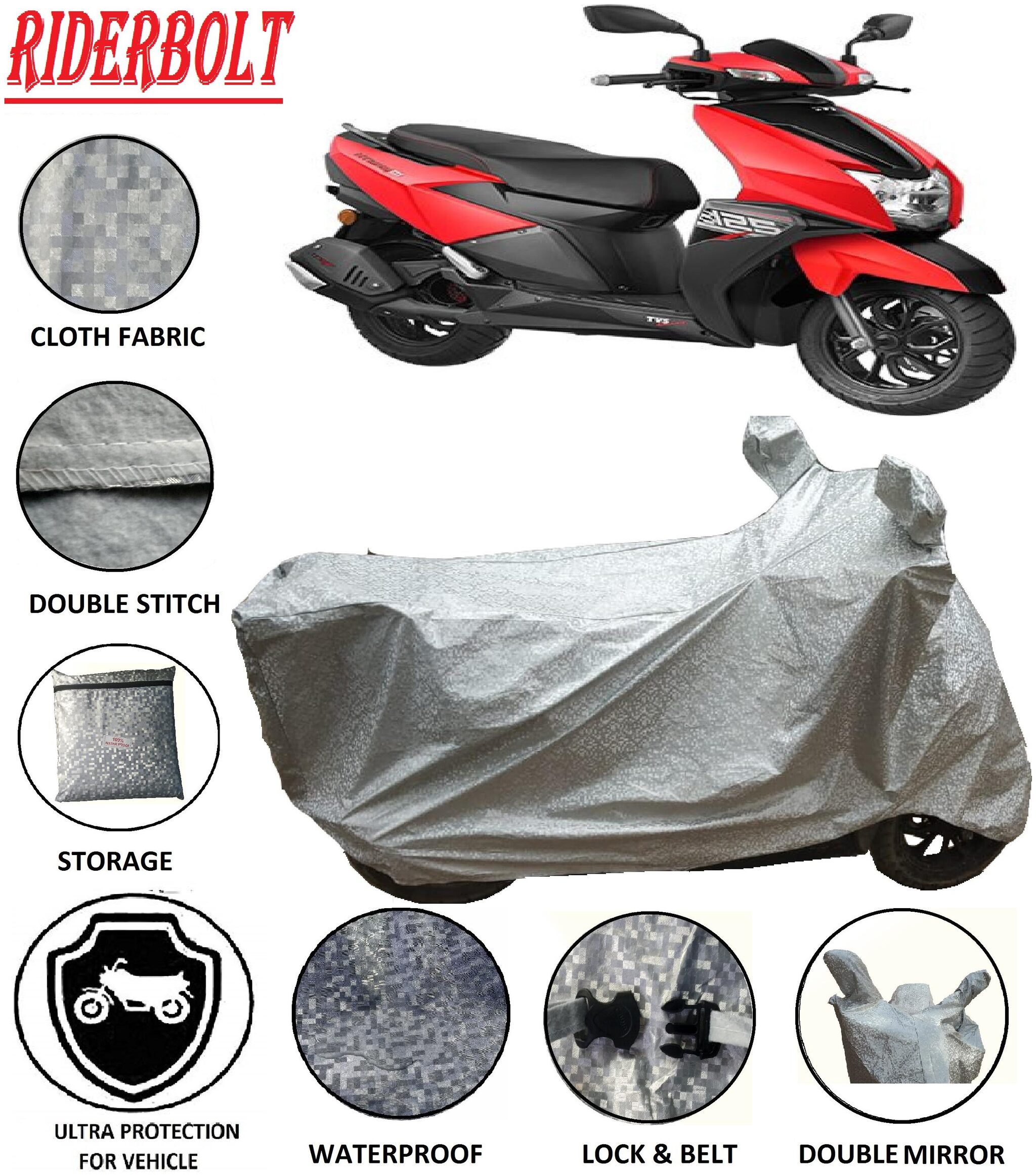 

RIDERBOLT Water-Proof TVS NTORQ Body Cover(Double Pocket Octane)