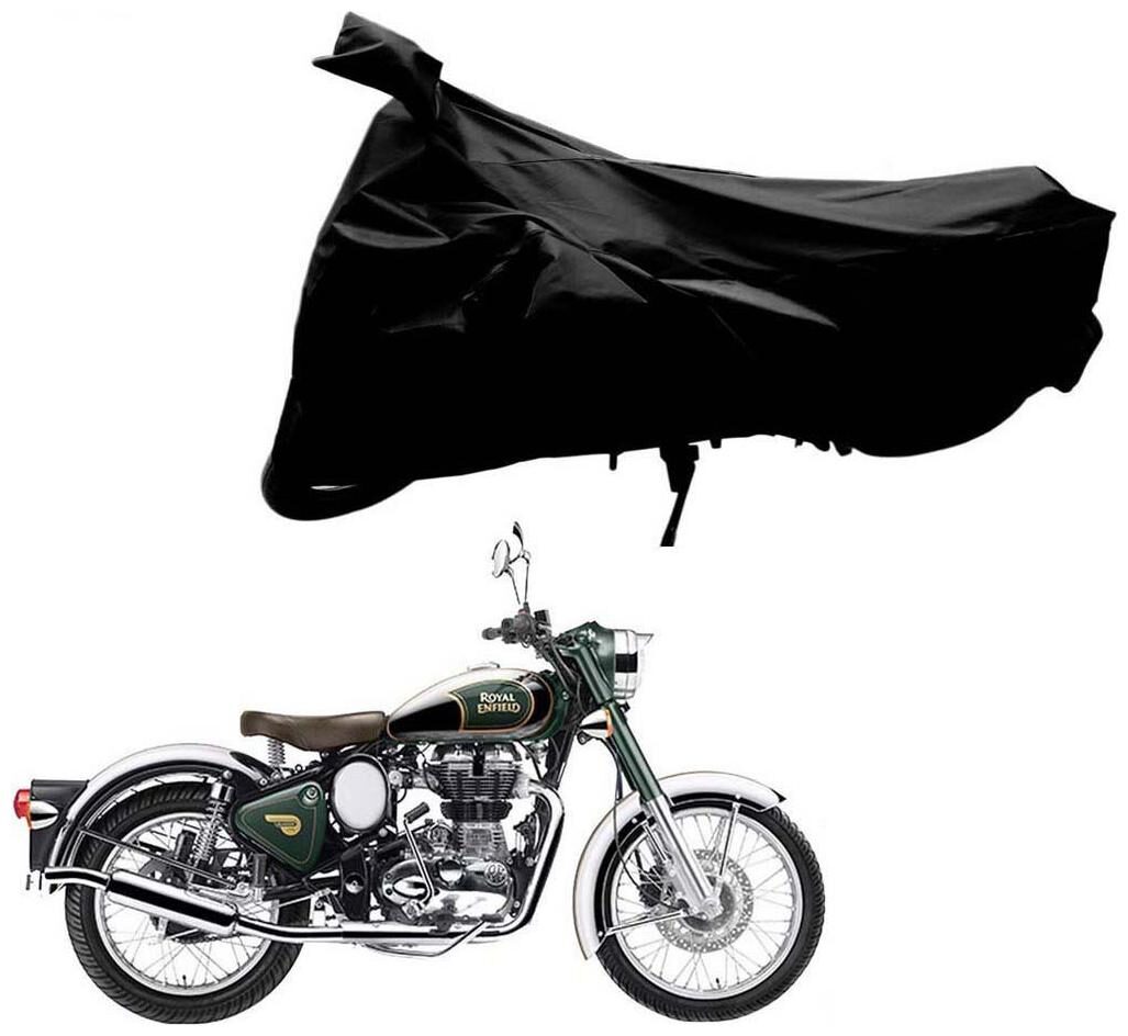 

Riderscart 100 Water Proof Black 190 T Tafta Imported Fabric Two Wheeler Bike Cover With Anti Uv Protection With Anti Theft Lock Holes Buckles For Royal Enfield Classic Chrome With Warranty