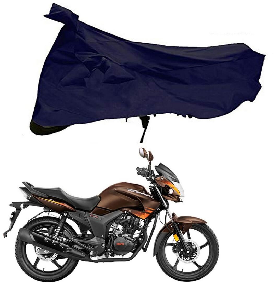 

Riderscart 100 Water Proof Blue 190 T Tafta Imported Fabric Two Wheeler Bike Cover With Anti Uv Protection With Anti Theft Lock Holes Buckles For Hero Hunk With Warranty