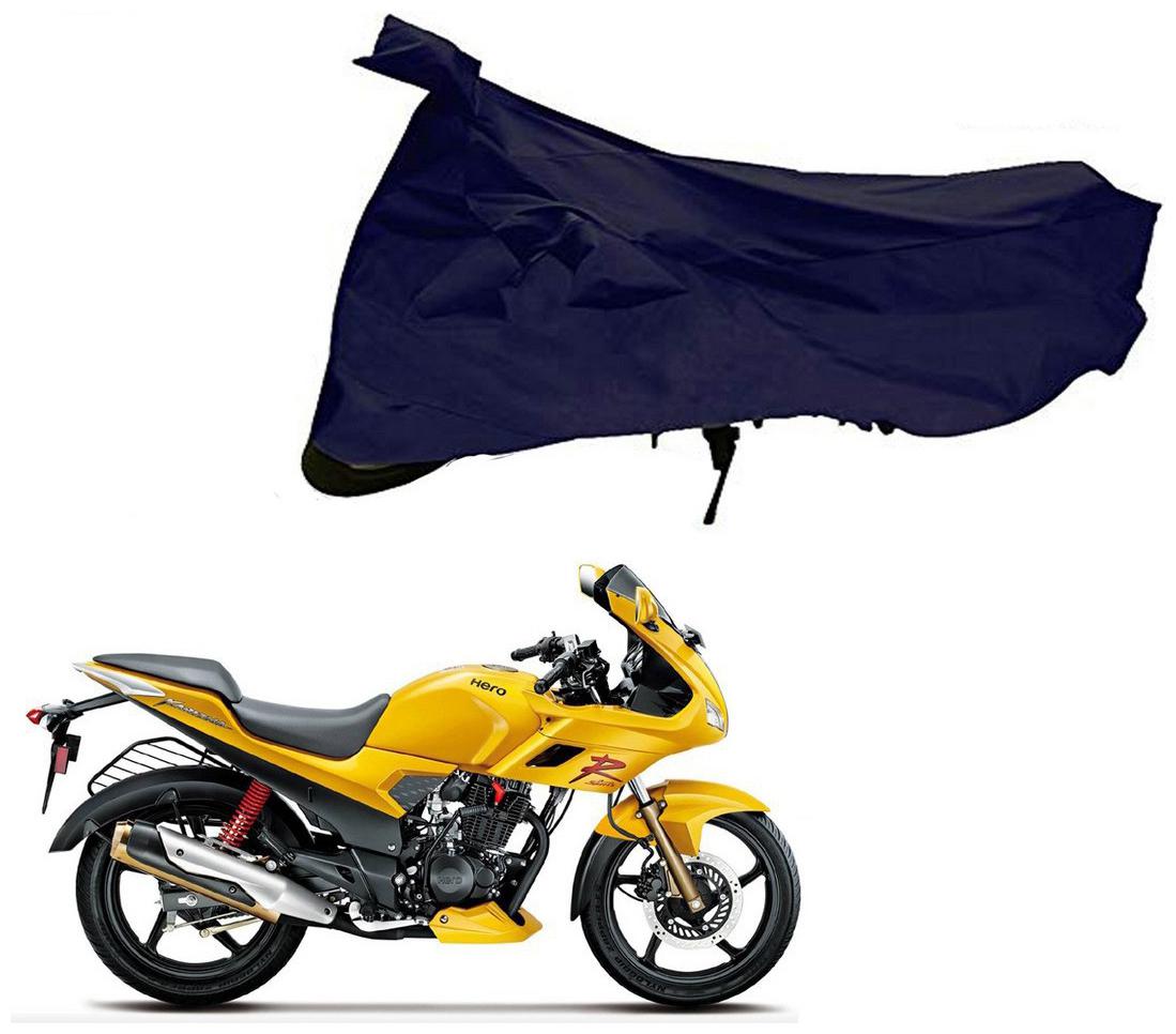 

Riderscart 100 Water Proof Blue 190 T Tafta Imported Fabric Two Wheeler Bike Cover With Anti Uv Protection With Anti Theft Lock Holes Buckles For Hero Karizma With Warranty