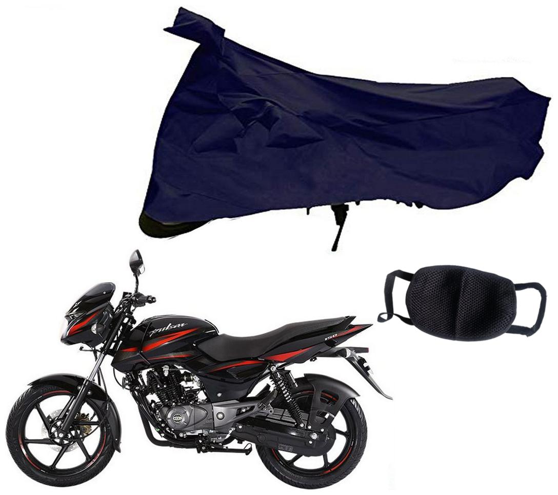 

Riderscart Blue T 190 Two Wheeler Bike Cover With Unisex Cotton Anti Pollution Mask For Bajaj Pulsar 150