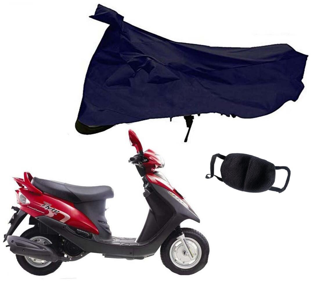 

Riderscart Blue T 190 Two Wheeler Bike Cover With Unisex Cotton Anti Pollution Mask For Yamaha Flyte