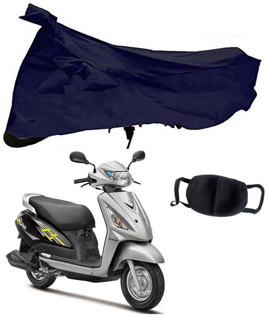 

Riderscart Blue T 190 Two Wheeler Bike Cover With Unisex Cotton Anti Pollution Mask For Suzuki Swish