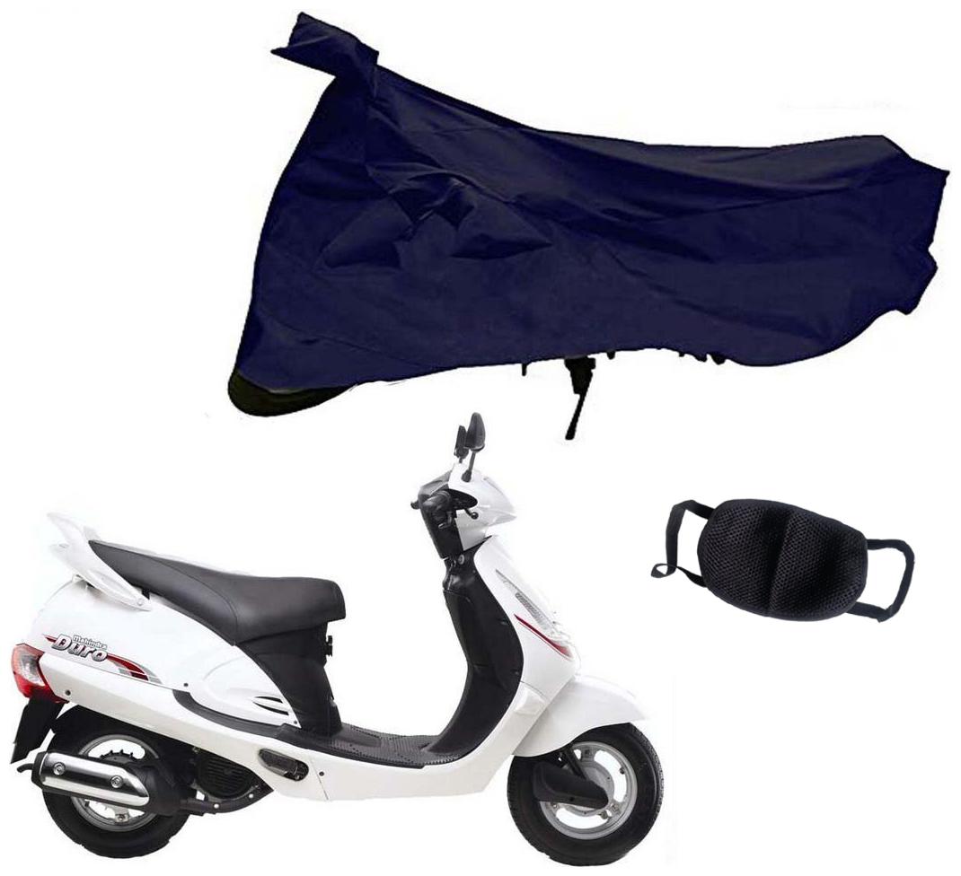 

Riderscart Blue T 190 Two Wheeler Bike Cover With Unisex Cotton Anti Pollution Mask For Mahindra Duro