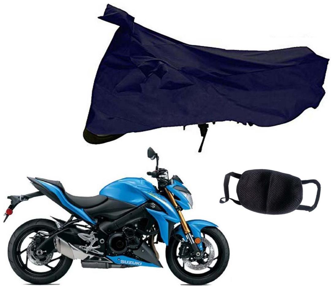 

Riderscart Blue T 190 Two Wheeler Bike Cover With Unisex Cotton Anti Pollution Mask For Suzuki GSX - S1000