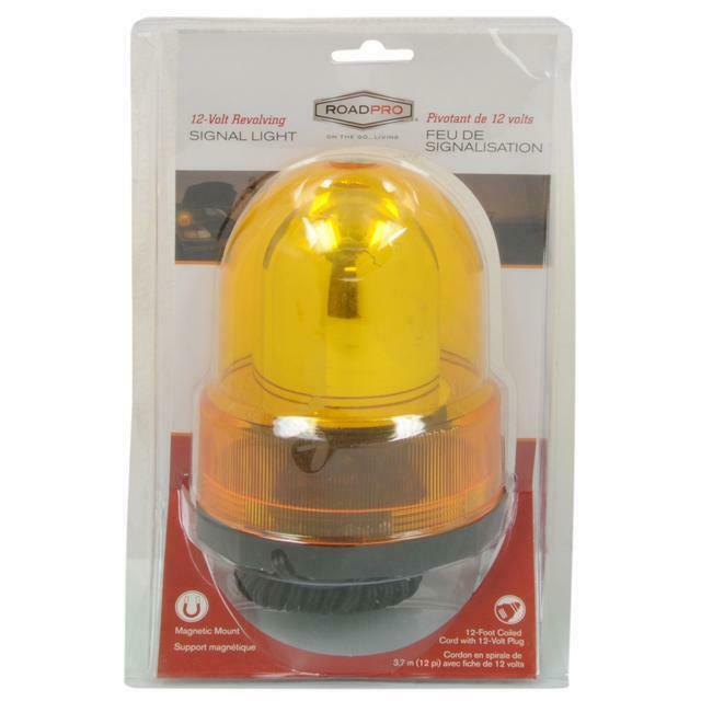 

RoadPro RPSC-728 12-Volt Revolving Light with Magnetic Base Amber Lens