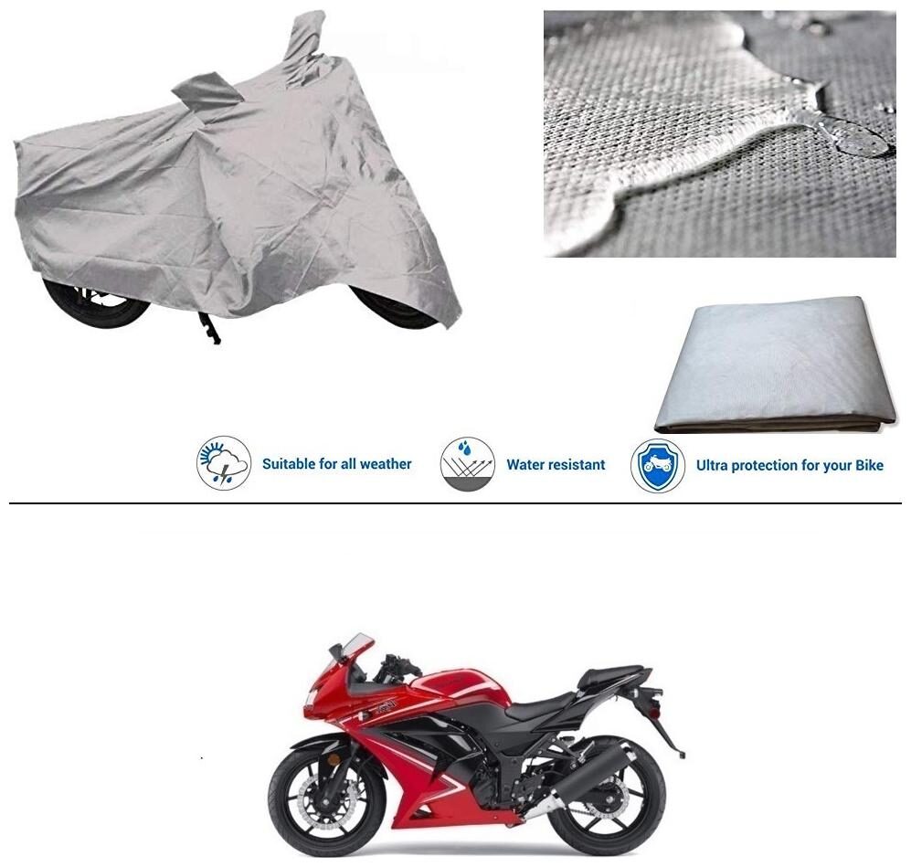 

Ronish 100 Waterproof Heavy Quality Bike Body Cover for Standard Size Silver for Kawasaki Ninja 250