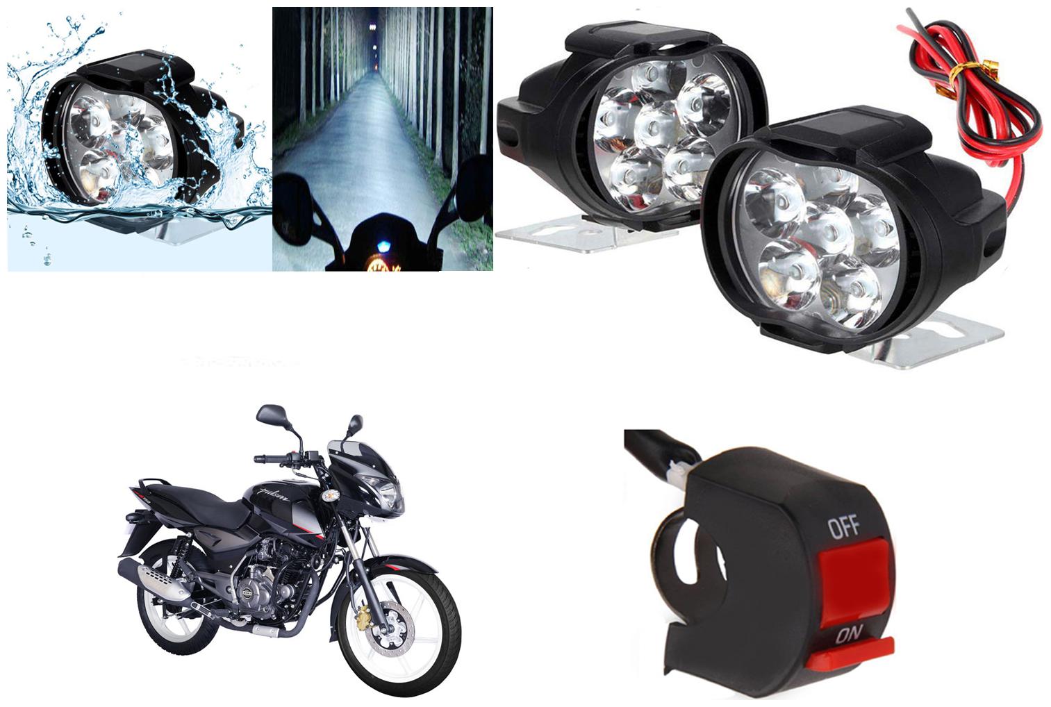 

SHOP4U 6 LED Shilon Fog Light Head Lamp for Bajaj Pulsar 150 (Set of 2 Free On Off Switch)