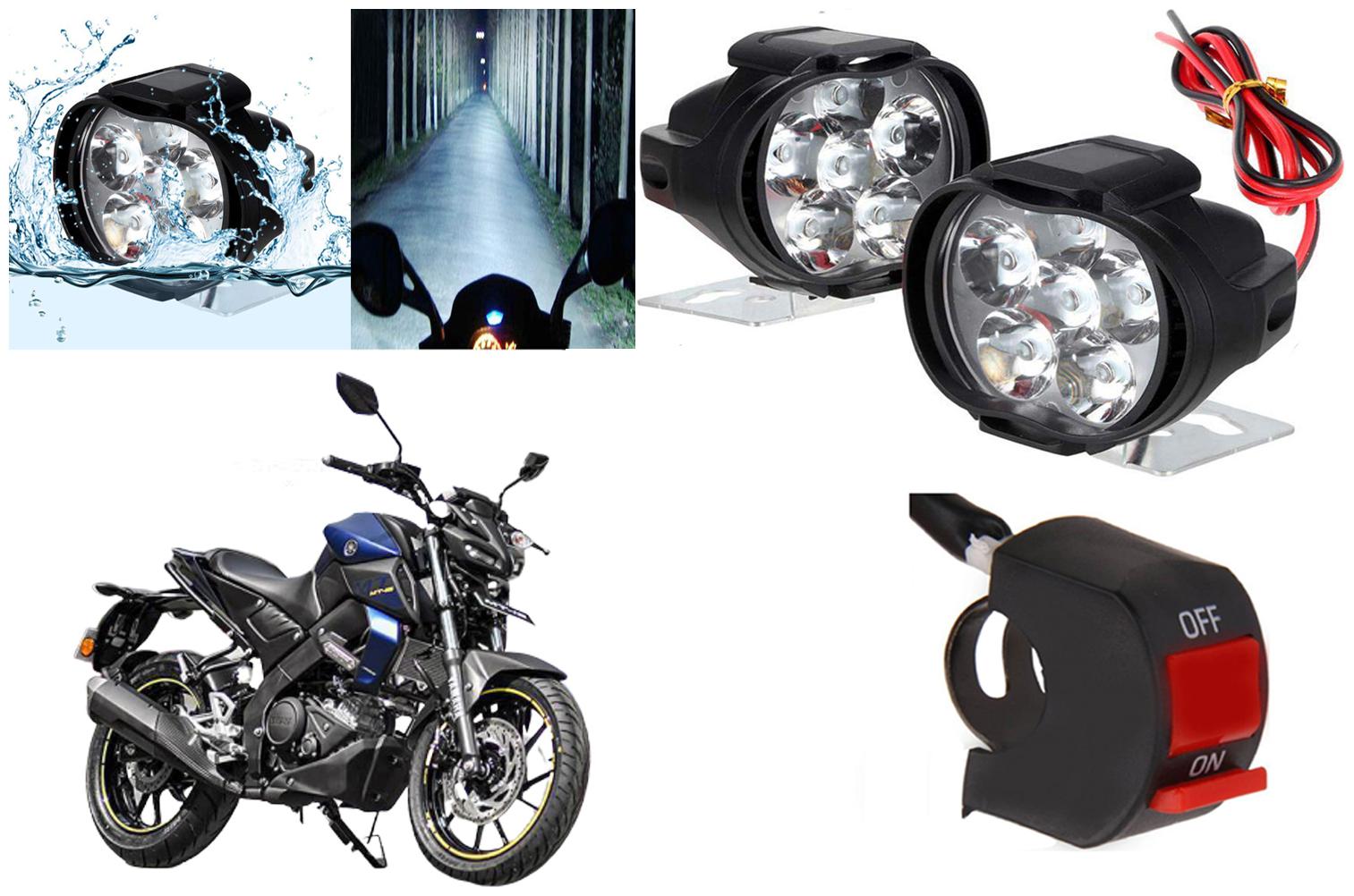 

SHOP4U 6 LED Shilon Fog Light Head Lamp for Yamaha MT-15 (Set of 2 Free On Off Switch)