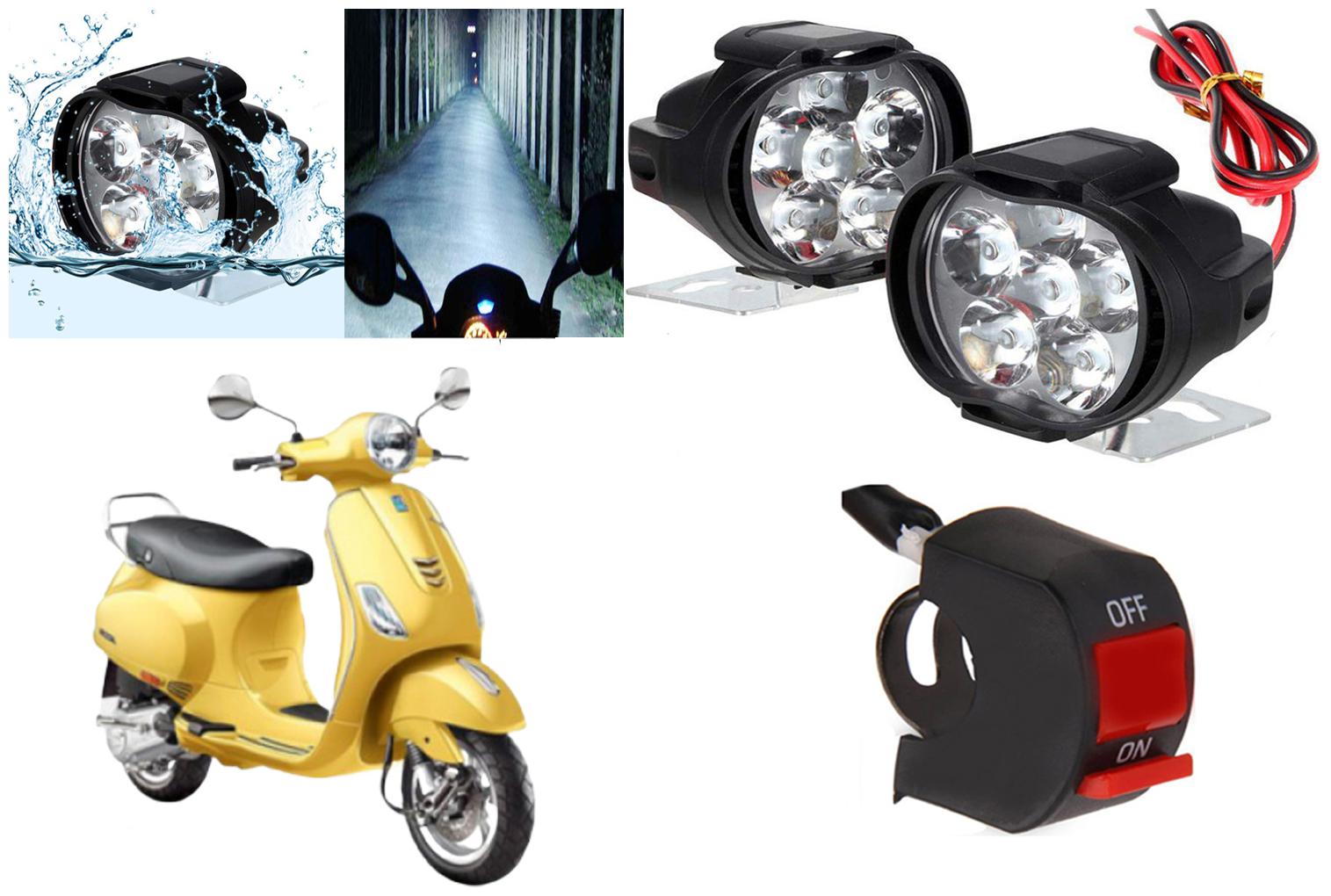 

SHOP4U 6 LED Shilon Fog Light Head Lamp for Piaggio Vespa ZX 125 (Set of 2 Free On Off Switch)