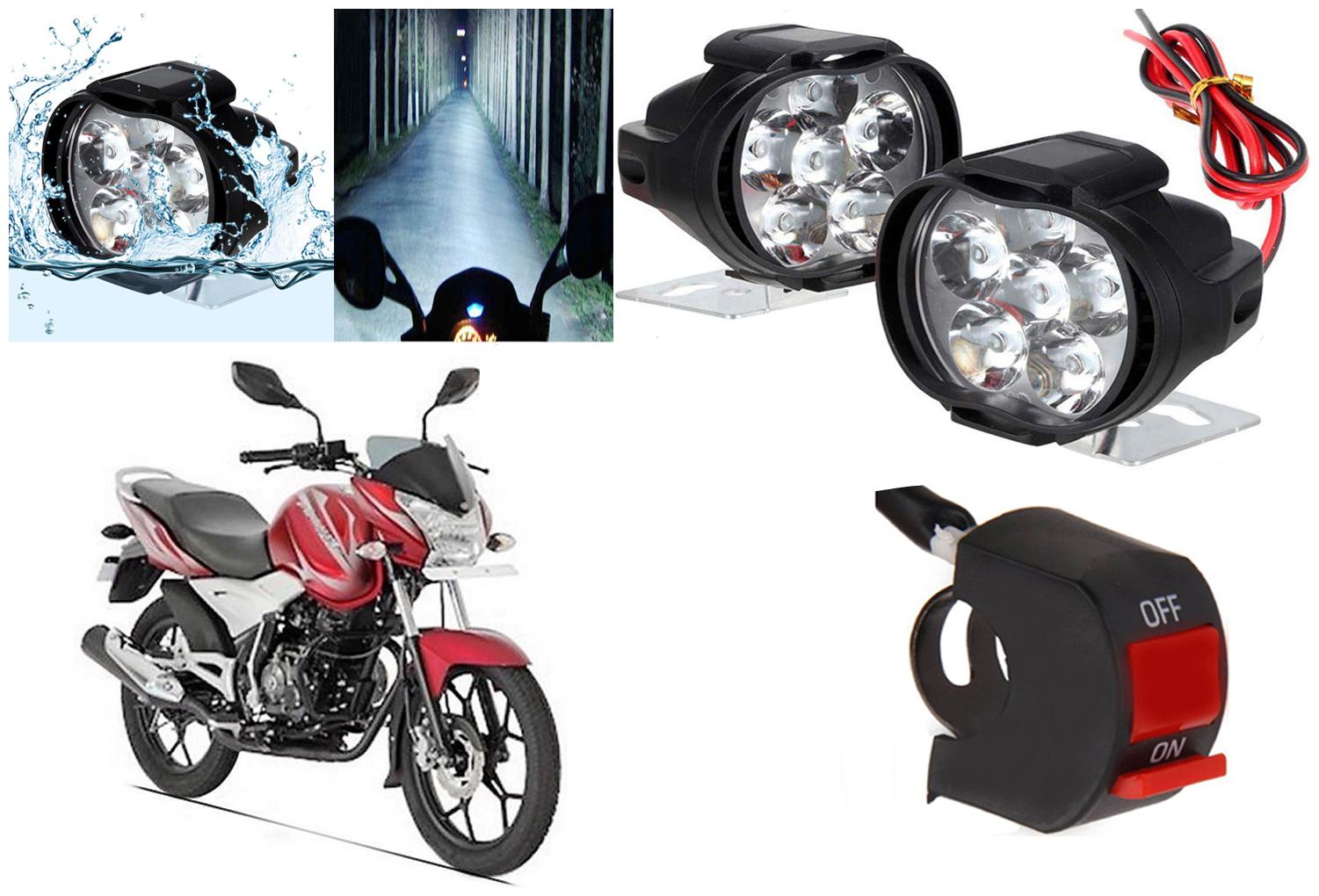 

SHOP4U 6 LED Shilon Fog Light Head Lamp for Bajaj Discover 125ST (Set of 2 Free On Off Switch)