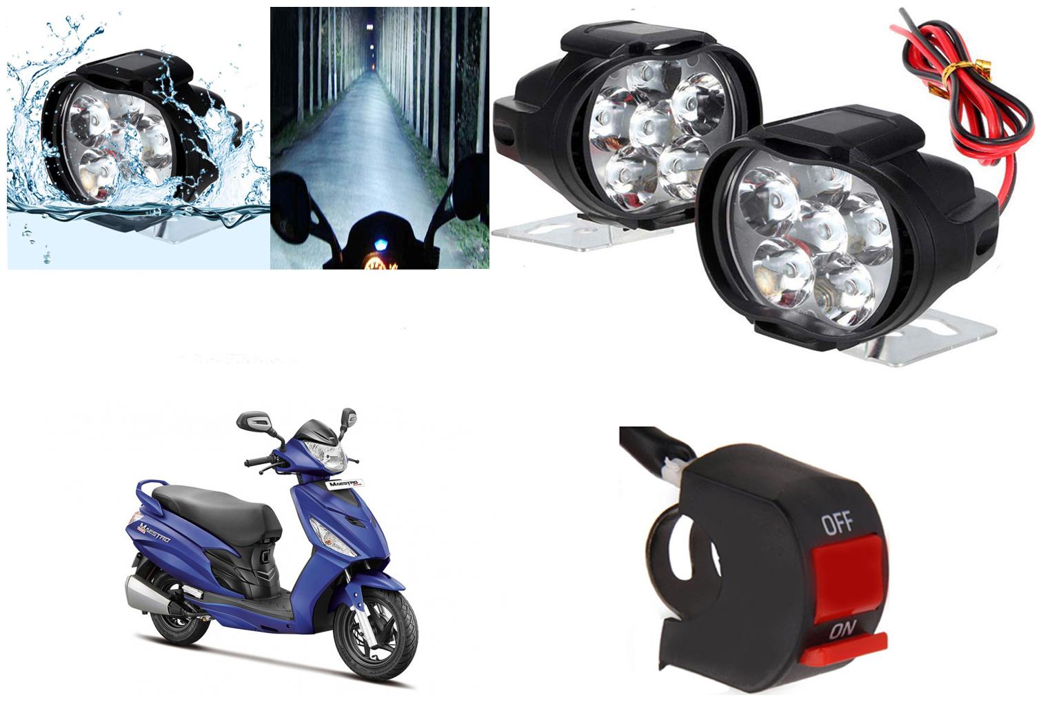 

SHOP4U 6 LED Shilon Fog Light Head Lamp for Hero Maestro Edge (Set of 2 Free On Off Switch)