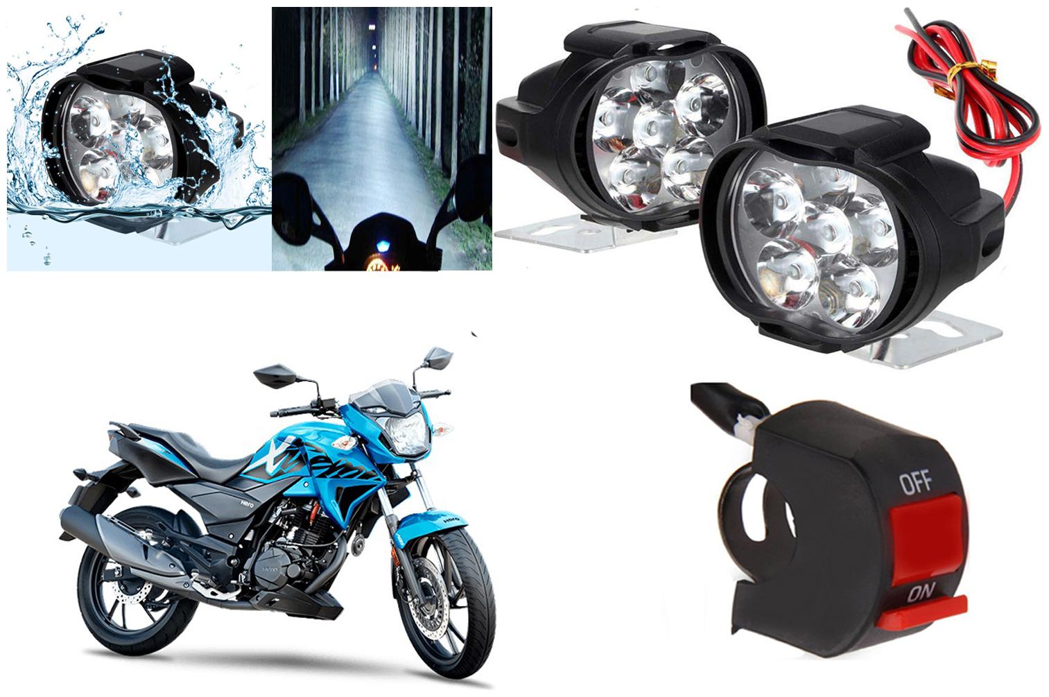 

SHOP4U 6 LED Shilon Fog Light Head Lamp for Hero Xtreme 2005 (Set of 2 Free On Off Switch)