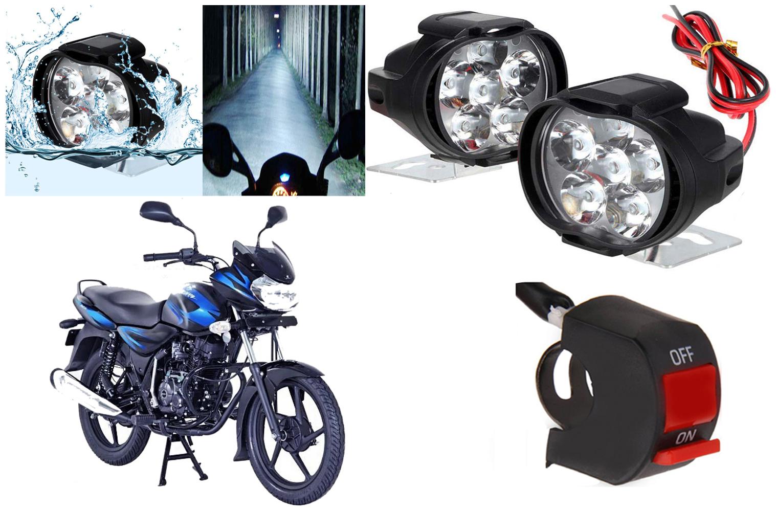 

SHOP4U 6 LED Shilon Fog Light Head Lamp for Bajaj Discover 150 (Set of 2 Free On Off Switch)