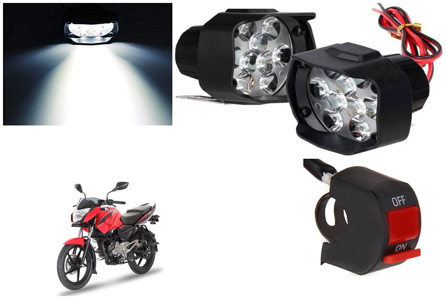 

SHOP4U 9 LED Fog Light Head Lamp for Bajaj Pulsar 135LS (Set of 2 Free On Off Switch)