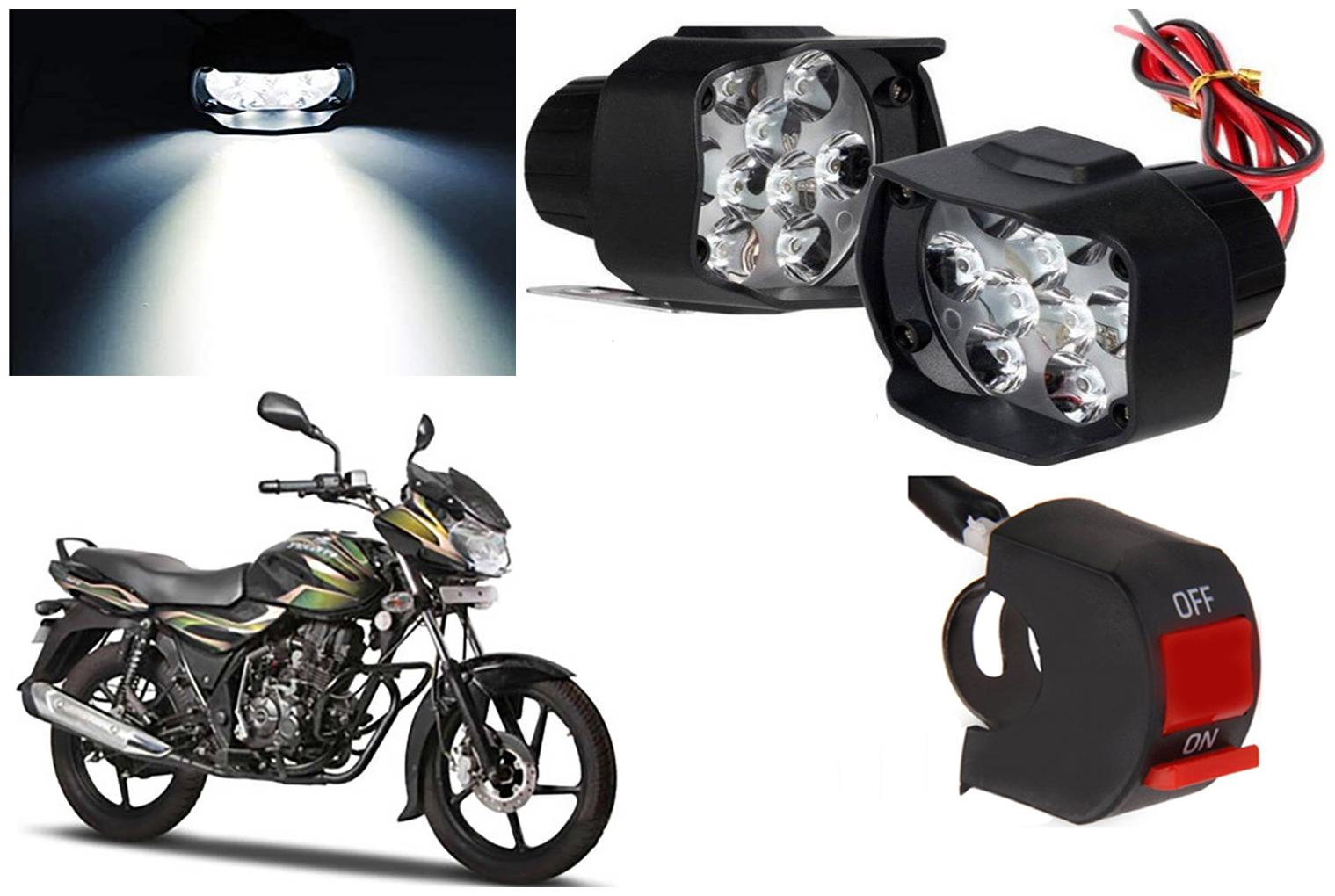 

SHOP4U 9 LED Fog Light Head Lamp for Bajaj Discover 100 (Set of 2 Free On Off Switch)