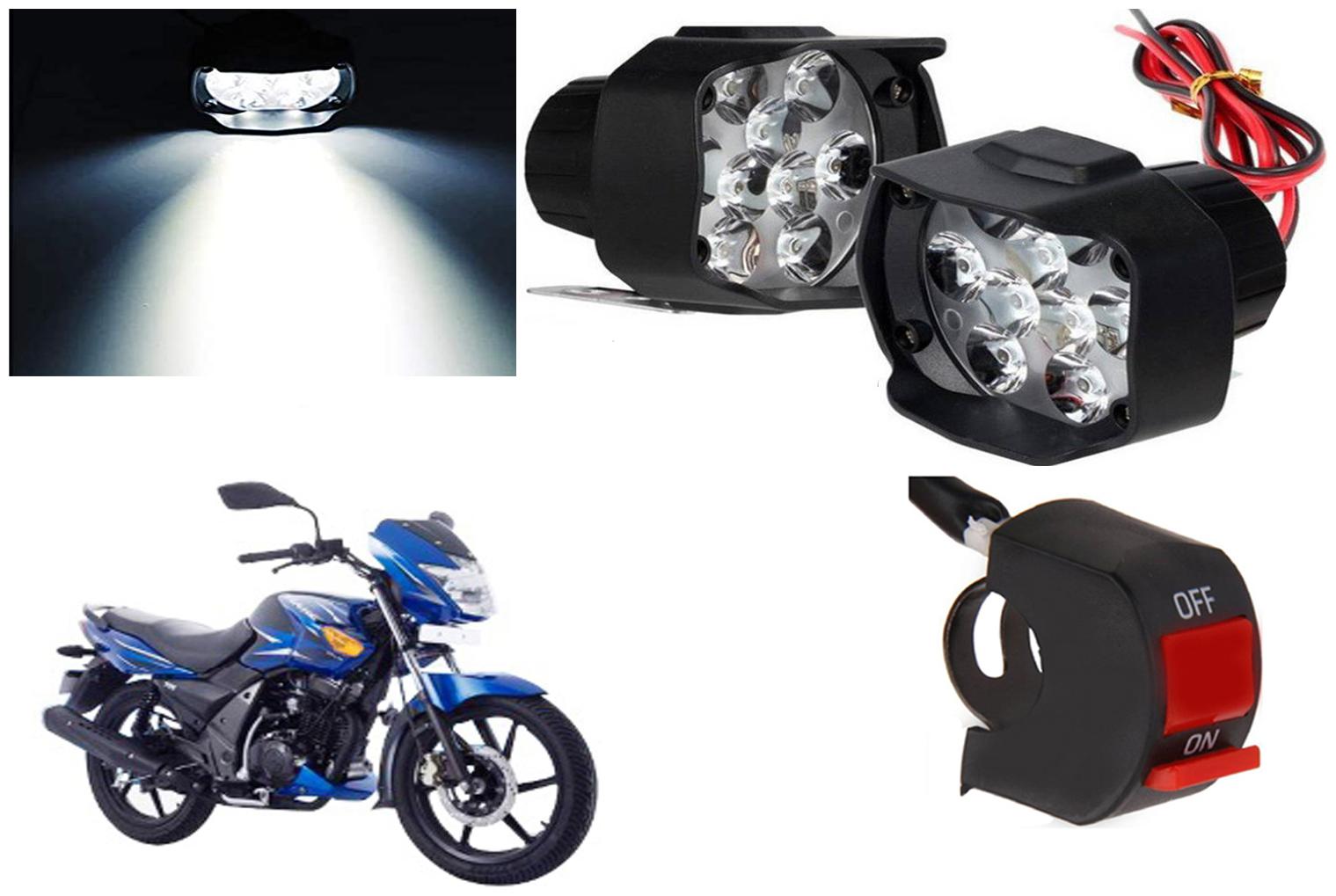 

SHOP4U 9 LED Fog Light Head Lamp for TVS Flame (Set of 2 Free On Off Switch)