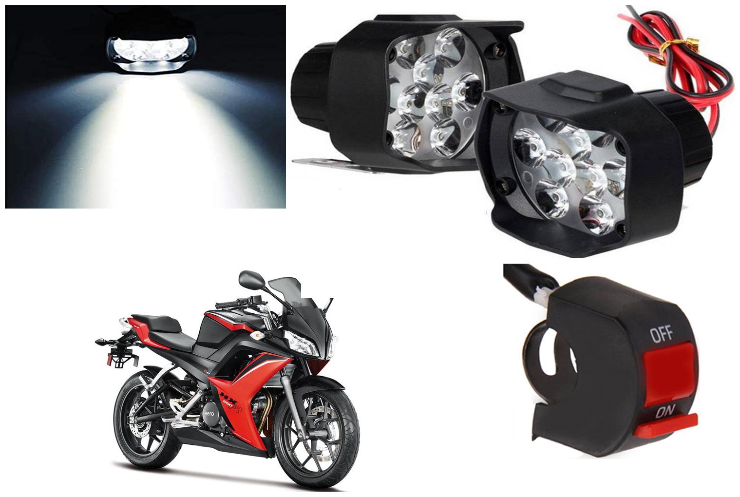 

SHOP4U 9 LED Fog Light Head Lamp for Hero HX 250R (Set of 2 Free On Off Switch)