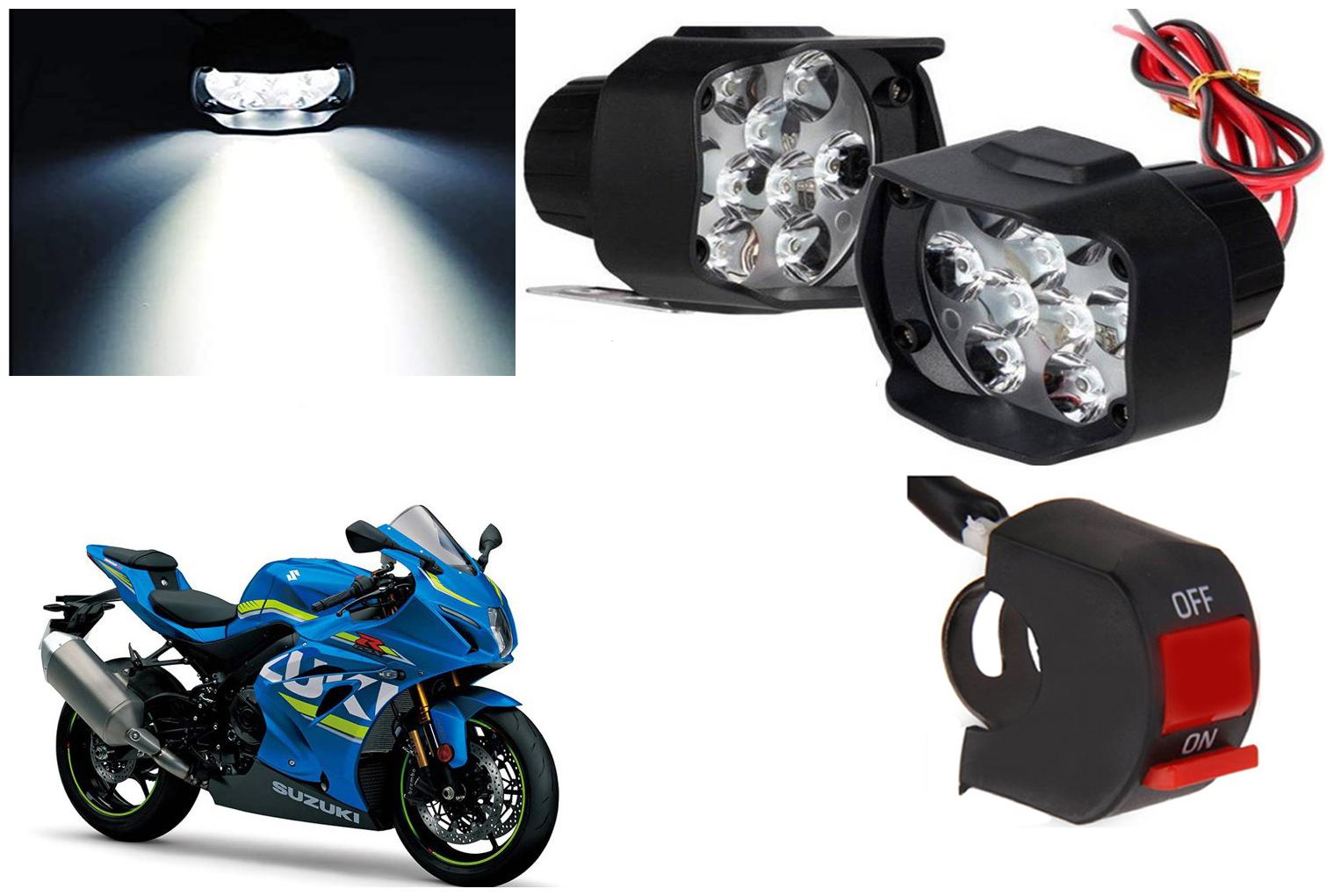 

SHOP4U 9 LED Fog Light Head Lamp for Suzuki GSX R1000 (Set of 2 Free On Off Switch)