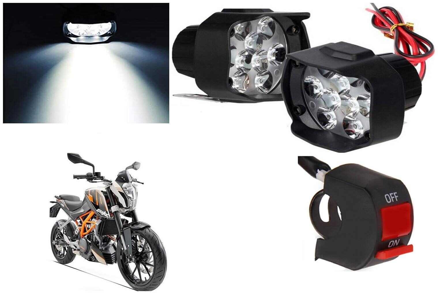 

SHOP4U 9 LED Fog Light Head Lamp for KTM Duke 390 (Set of 2 Free On Off Switch)