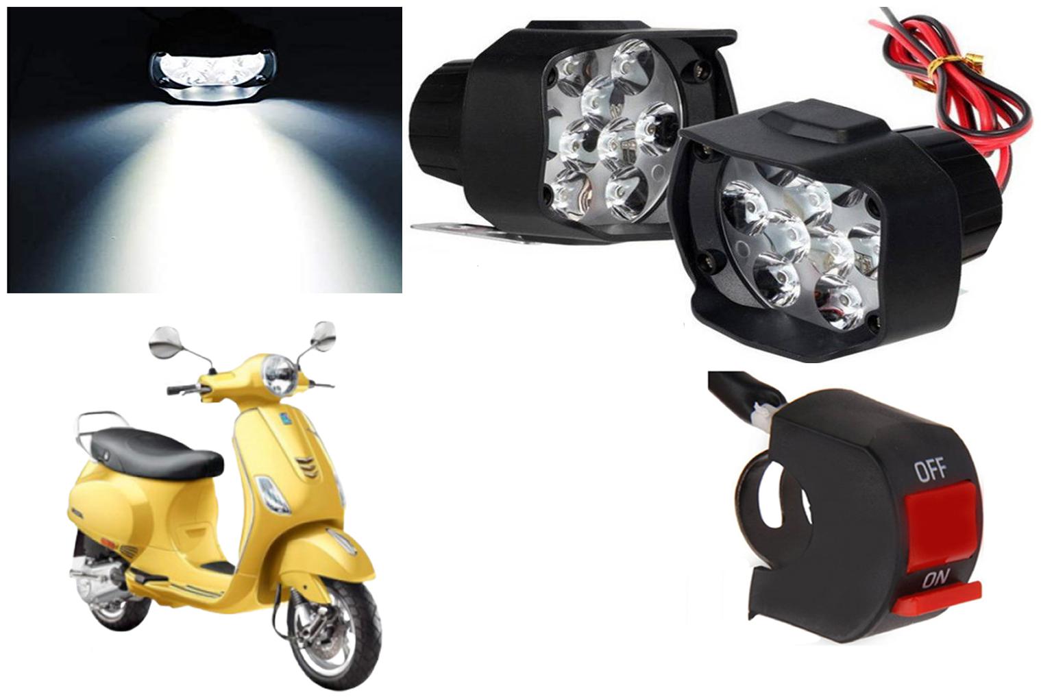 

SHOP4U 9 LED Fog Light Head Lamp for Piaggio Vespa ZX 125 (Set of 2 Free On Off Switch)