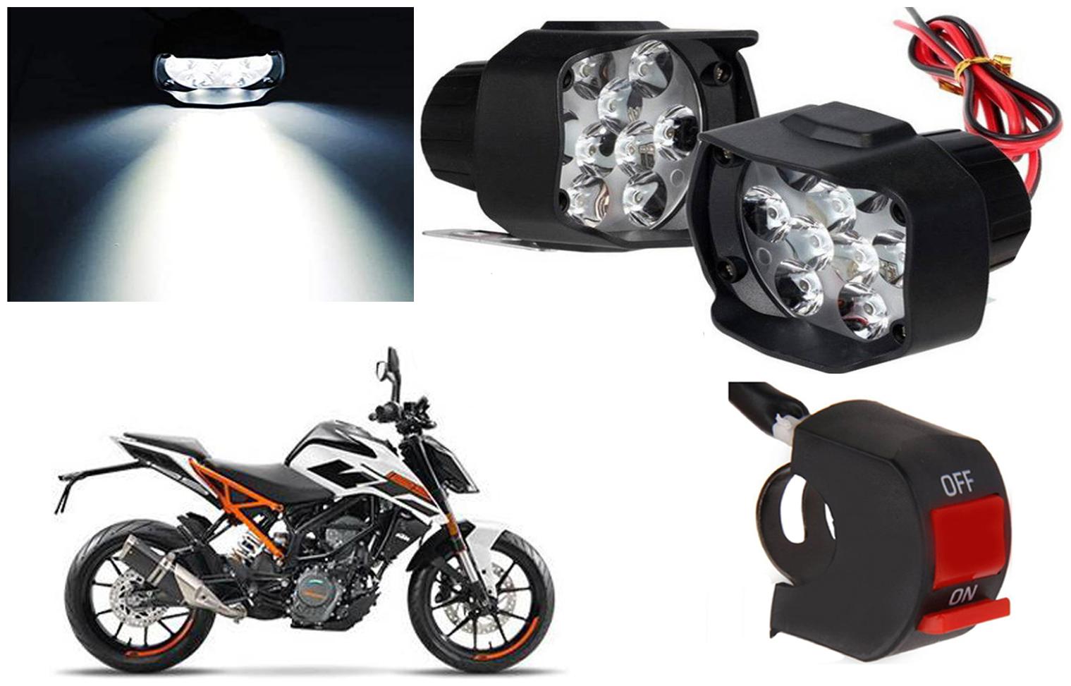 

SHOP4U 9 LED Fog Light Head Lamp for KTM 125 Duke (Set of 2 Free On Off Switch)