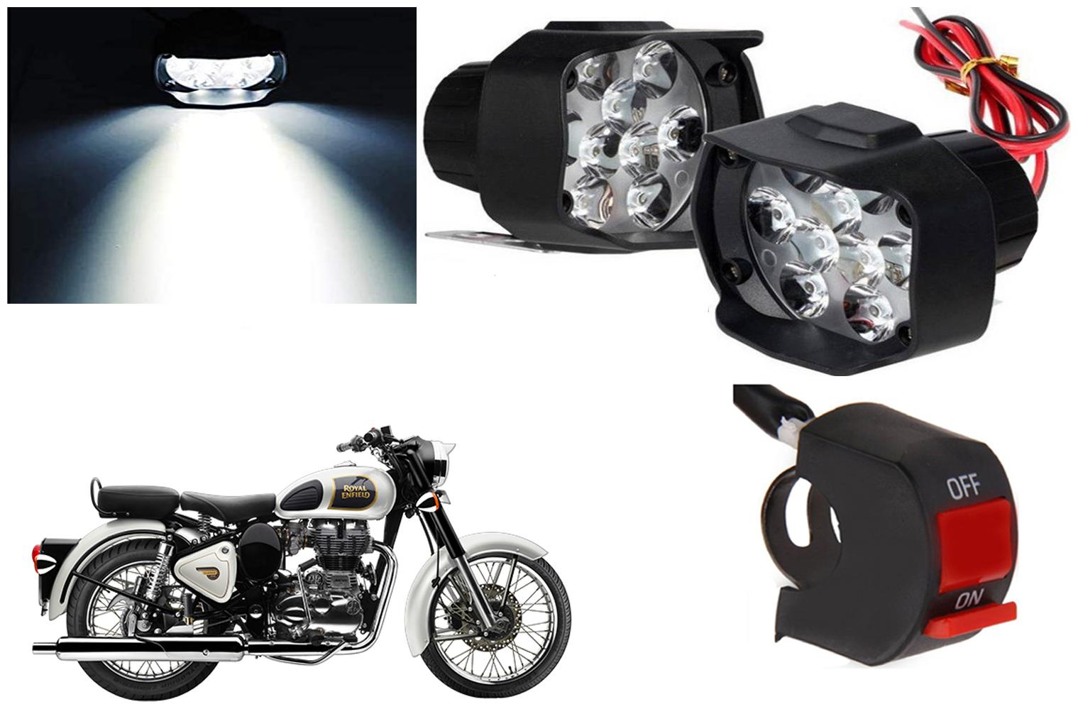 

SHOP4U 9 LED Fog Light Head Lamp for Royal Enfield Classic 350 (Set of 2 Free On Off Switch)