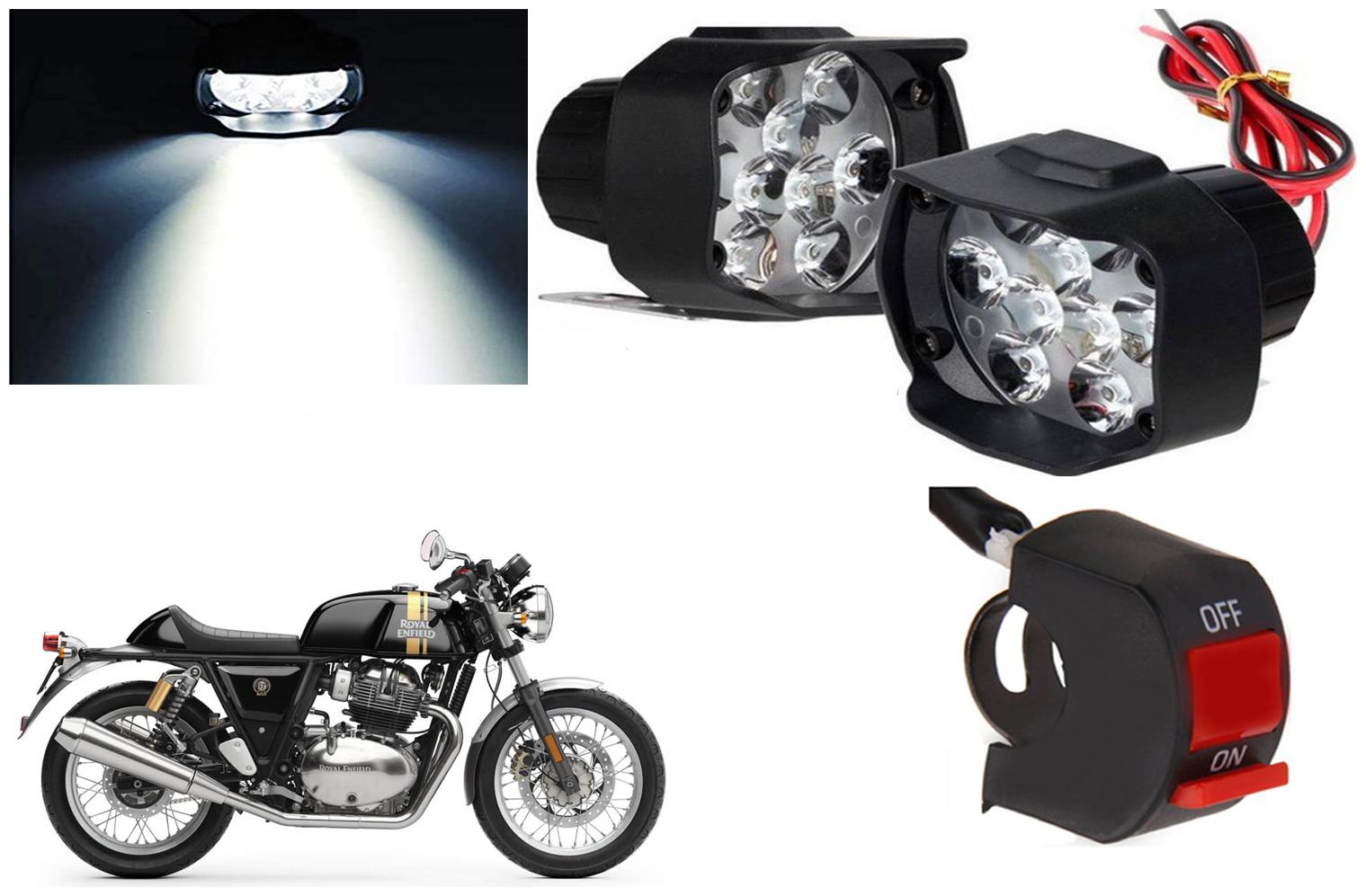 

SHOP4U 9 LED Fog Light Head Lamp for Royal Enfield Continental STD (Set of 2 Free On Off Switch)
