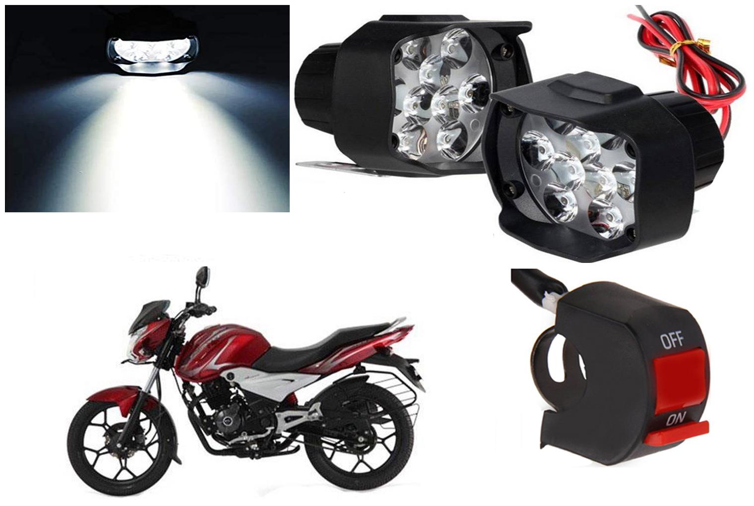

SHOP4U 9 LED Fog Light Head Lamp for Bajaj Discover 100T (Set of 2 Free On Off Switch)