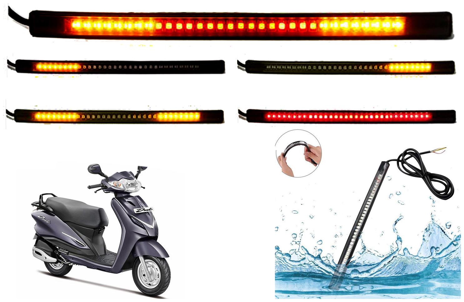 

SHOP4U Brake Stop Turn Signal 48 SMD Flexible LED Strip Tail Light for Hero Duet