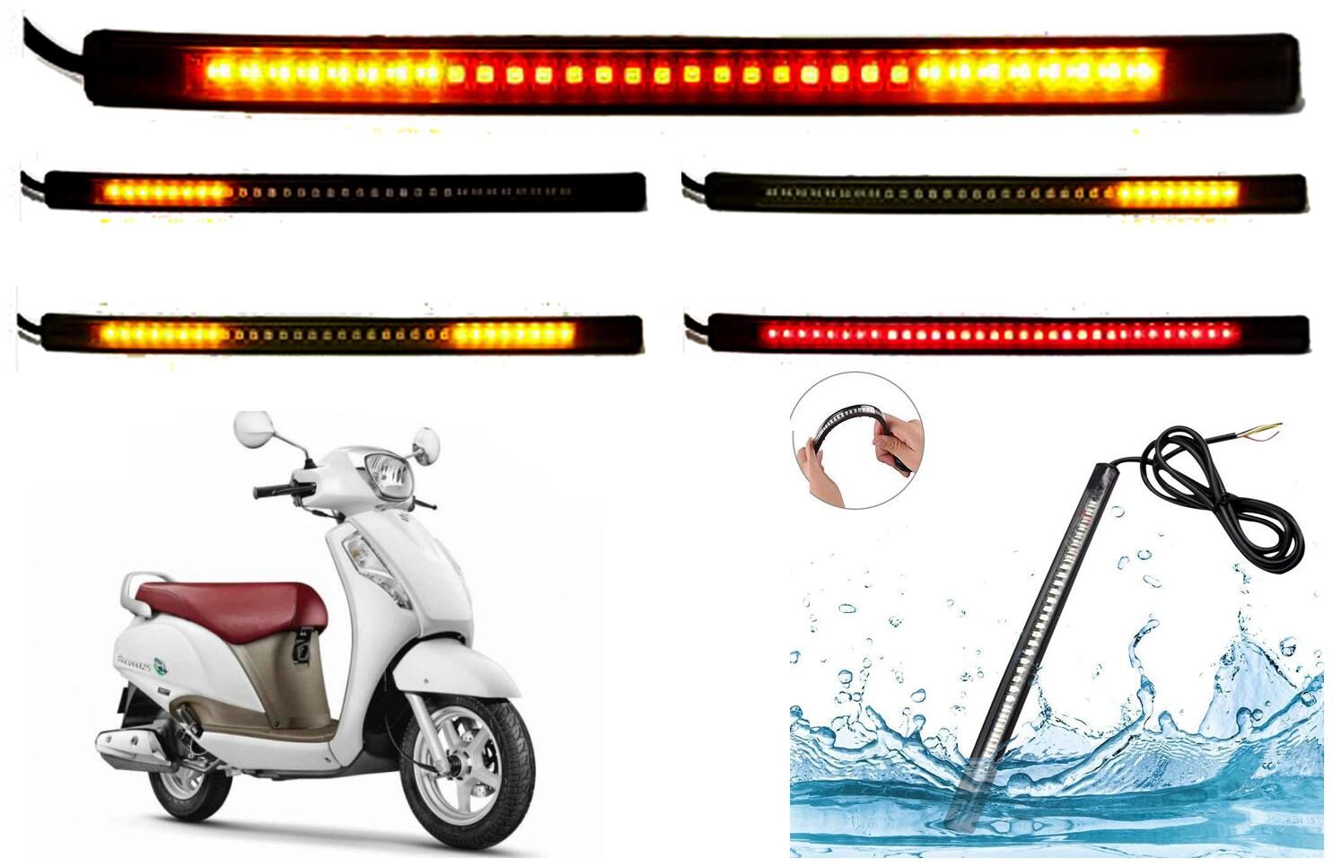 

SHOP4U Brake Stop Turn Signal 48 SMD Flexible LED Strip Tail Light for Suzuki Access 125