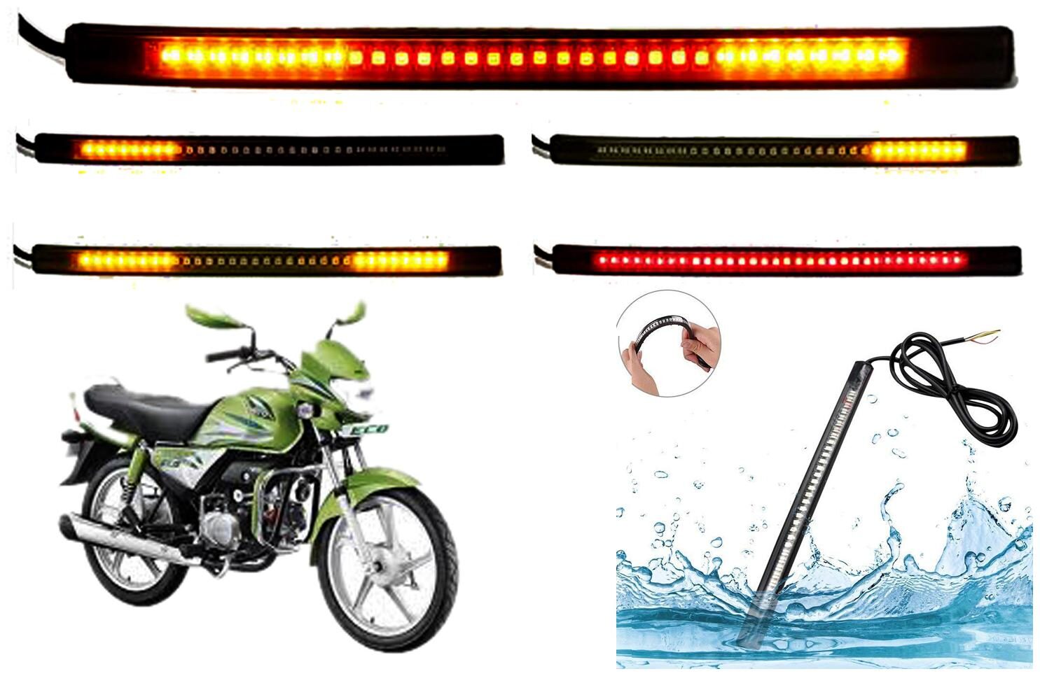

SHOP4U Brake Stop Turn Signal 48 SMD Flexible LED Strip Tail Light for Hero HF Deluxe Eco