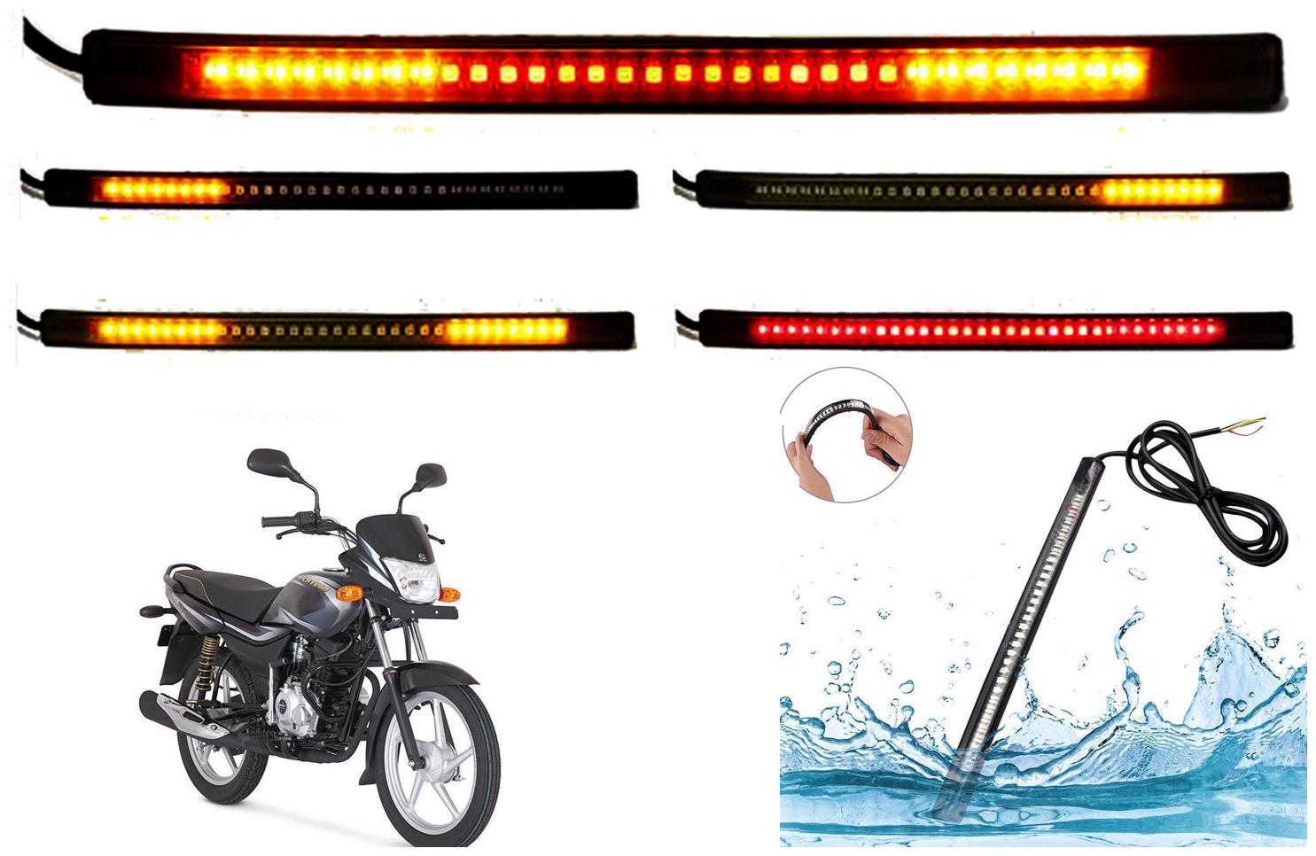

SHOP4U Brake Stop Turn Signal 48 SMD Flexible LED Strip Tail Light for Bajaj Platina Comfertec