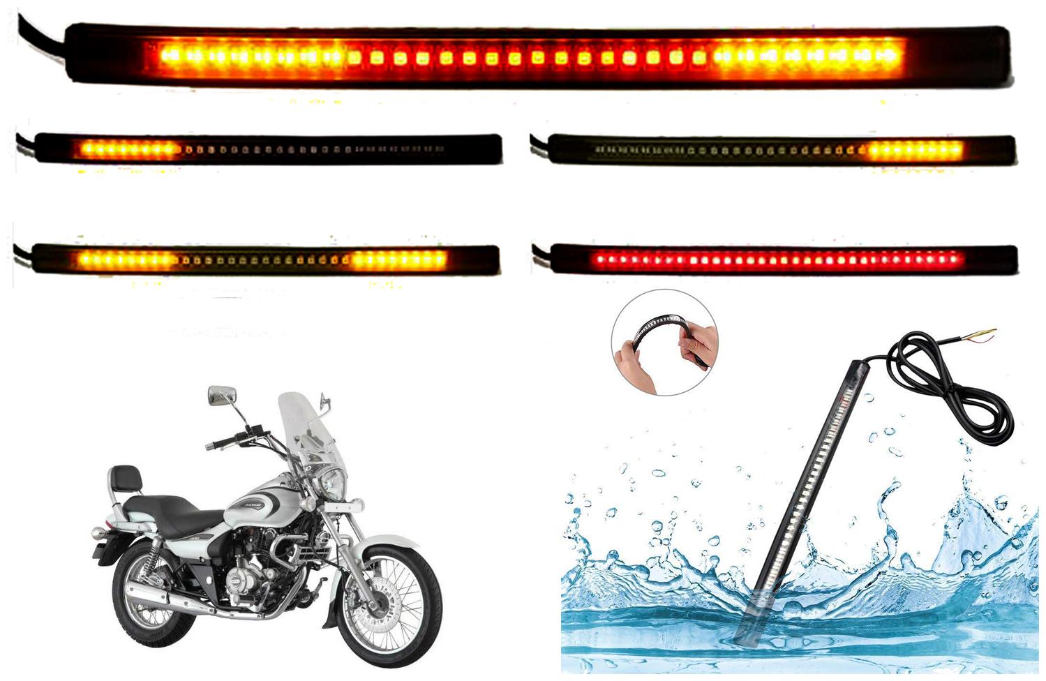

SHOP4U Brake Stop Turn Signal 48 SMD Flexible LED Strip Tail Light for Bajaj Avenger Cruise 220 (2)