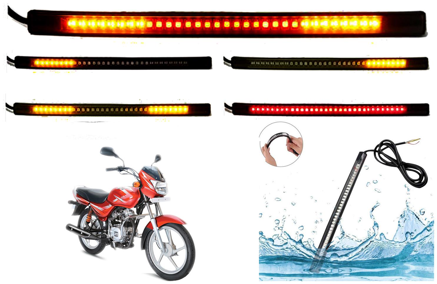 

SHOP4U Brake Stop Turn Signal 48 SMD Flexible LED Strip Tail Light for Bajaj CT-100