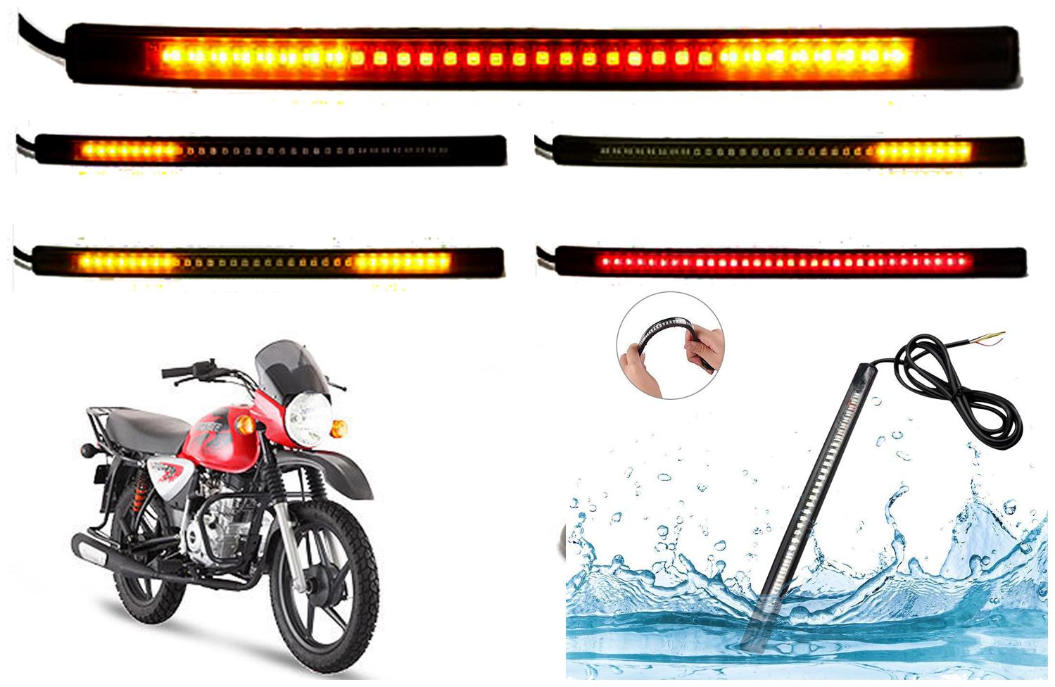 

SHOP4U Brake Stop Turn Signal 48 SMD Flexible LED Strip Tail Light for Bajaj Boxer BM150