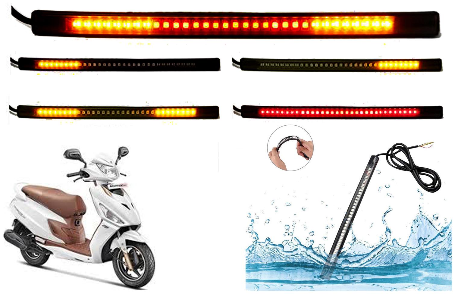 

SHOP4U Brake Stop Turn Signal 48 SMD Flexible LED Strip Tail Light for Hero Maestro Edge 125