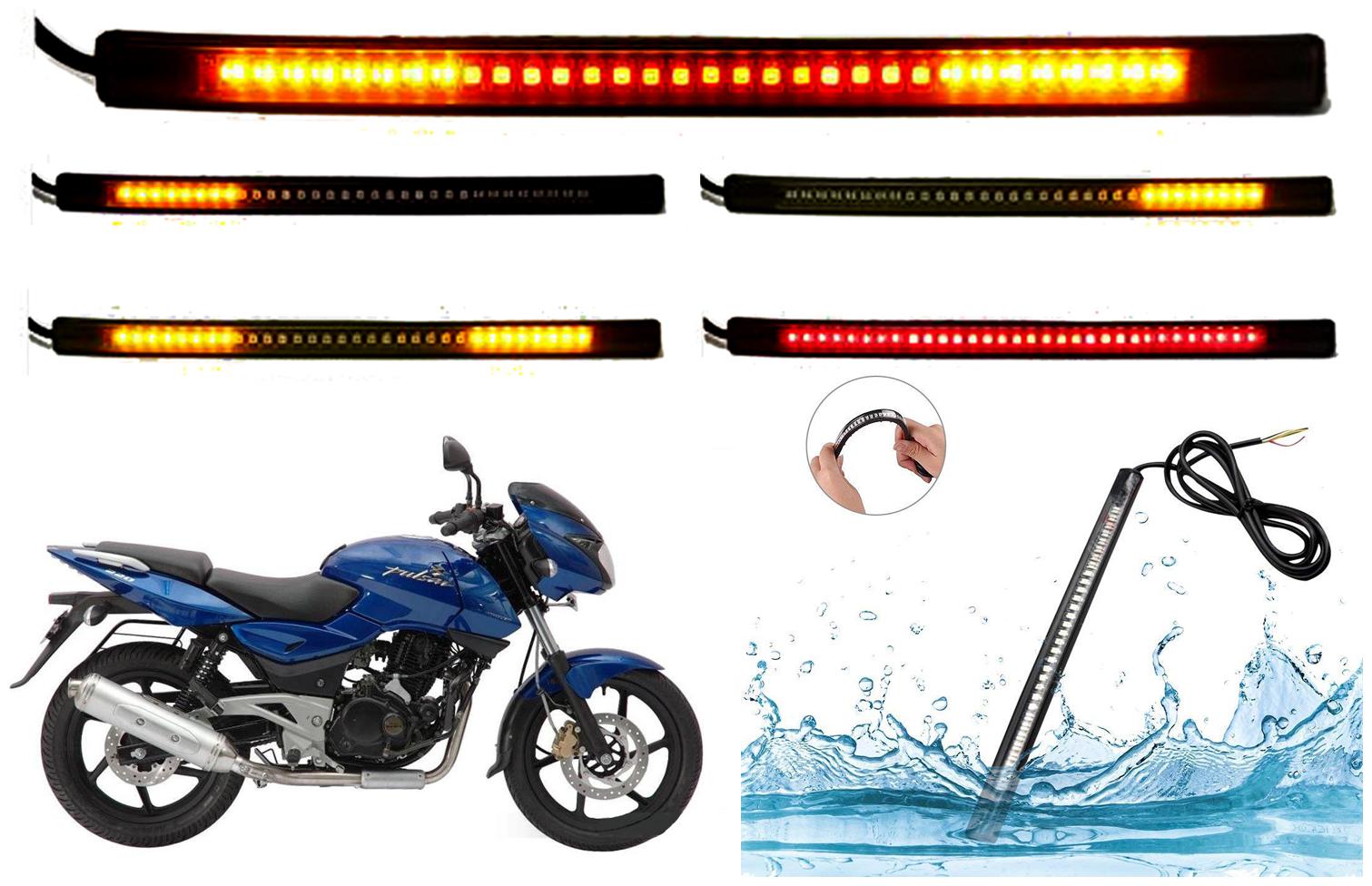 

SHOP4U Brake Stop Turn Signal 48 SMD Flexible LED Strip Tail Light for Bajaj Pulsar 220S