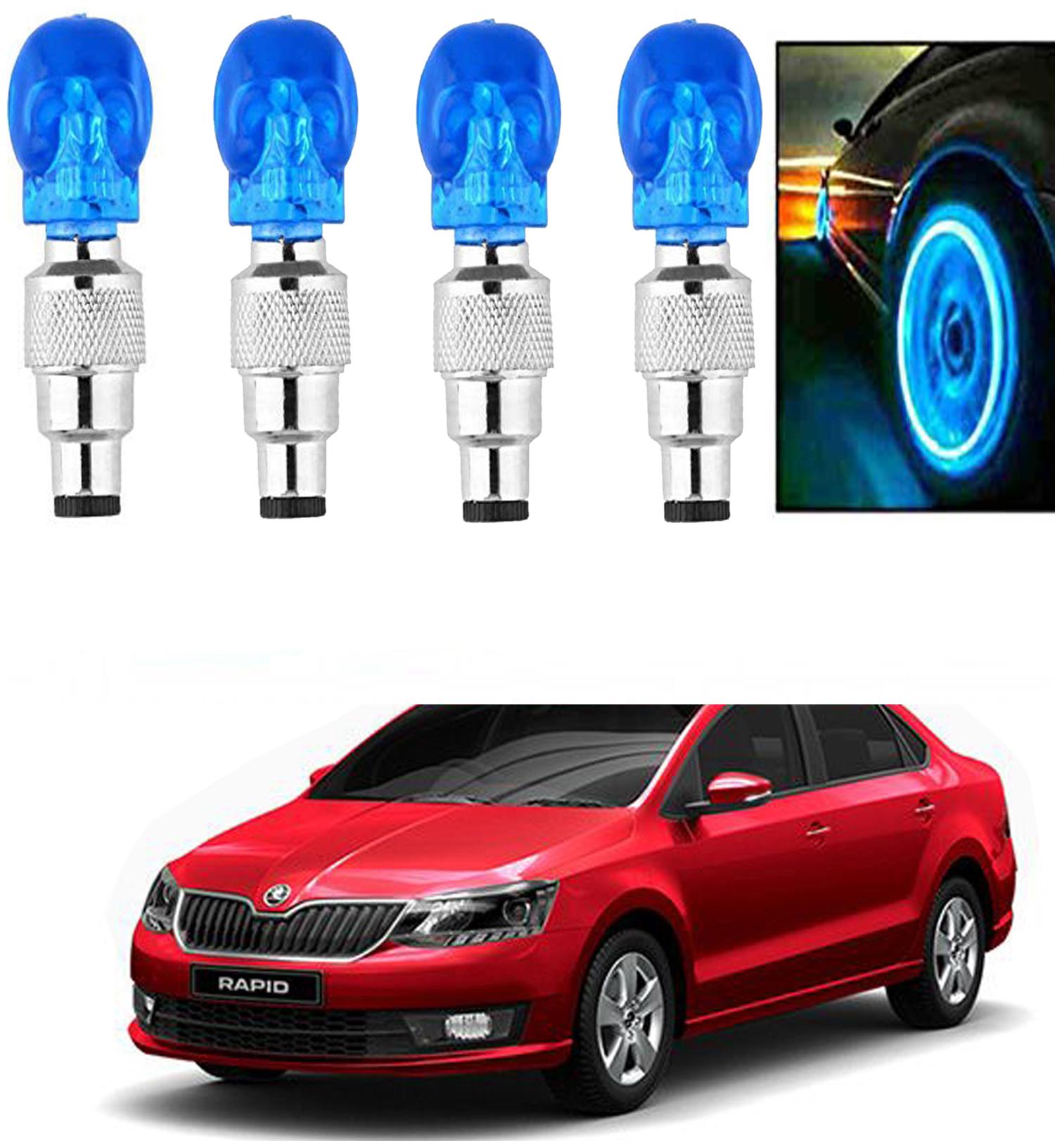 

SHOP4U Car Skull Wheel Tyre LED Light With Motion Sensor for skoda rapid ( Pack of 4 Blue )